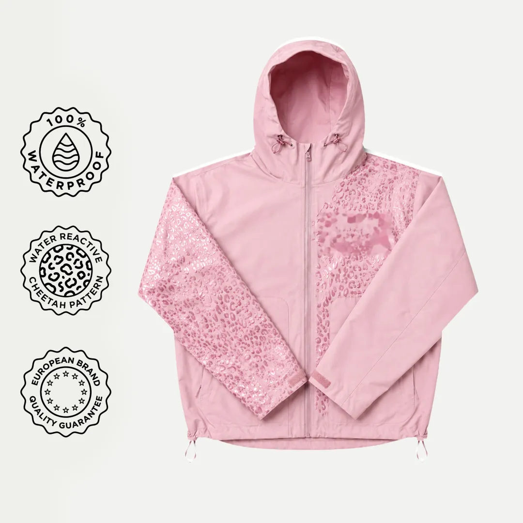 Water Reactive Cheetah Rain Jacket - Pink