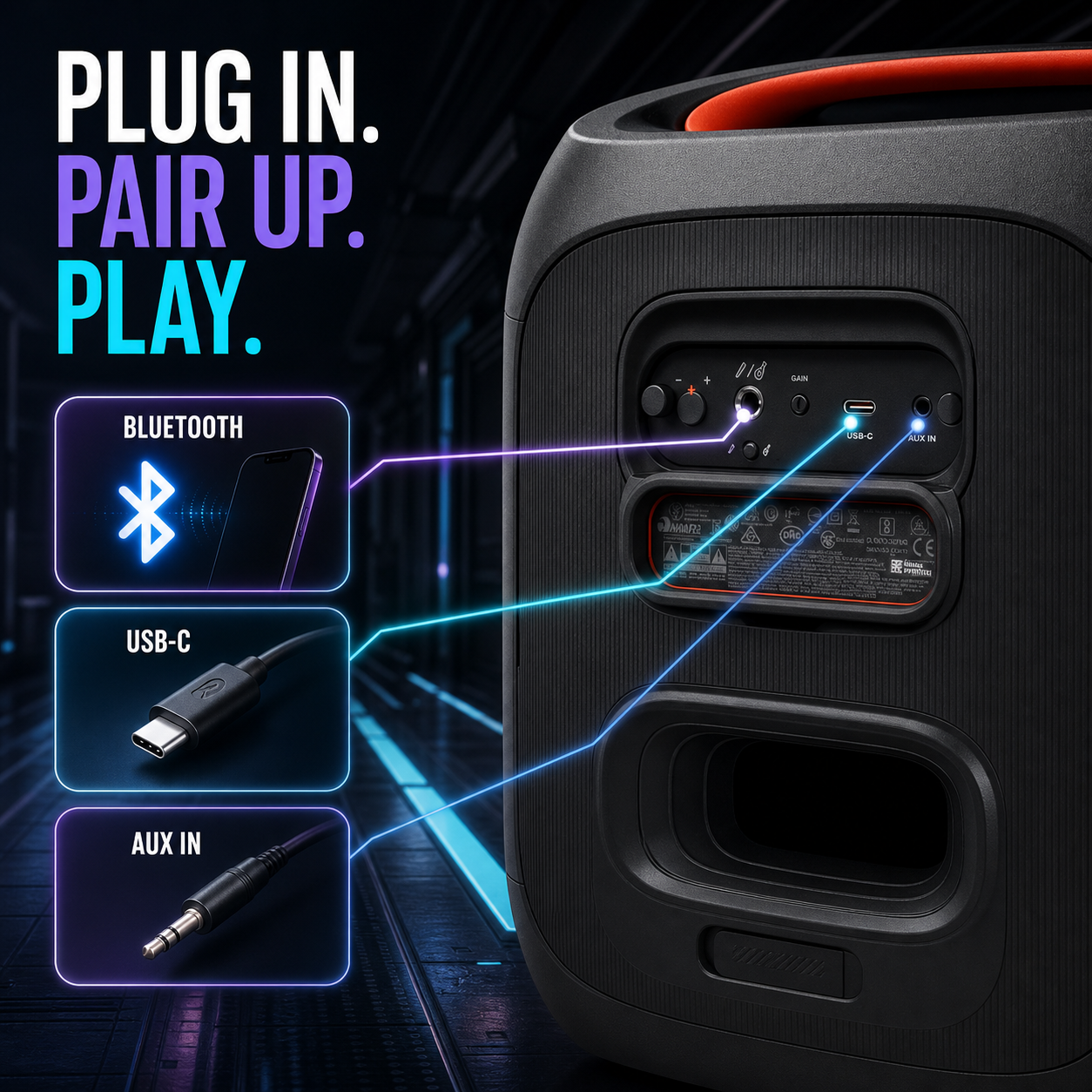 🔥 Today’s Special | AI Sound Boost Portable Bluetooth Speaker – Dynamic Light Show, 15H Battery, Mic & Guitar Inputs