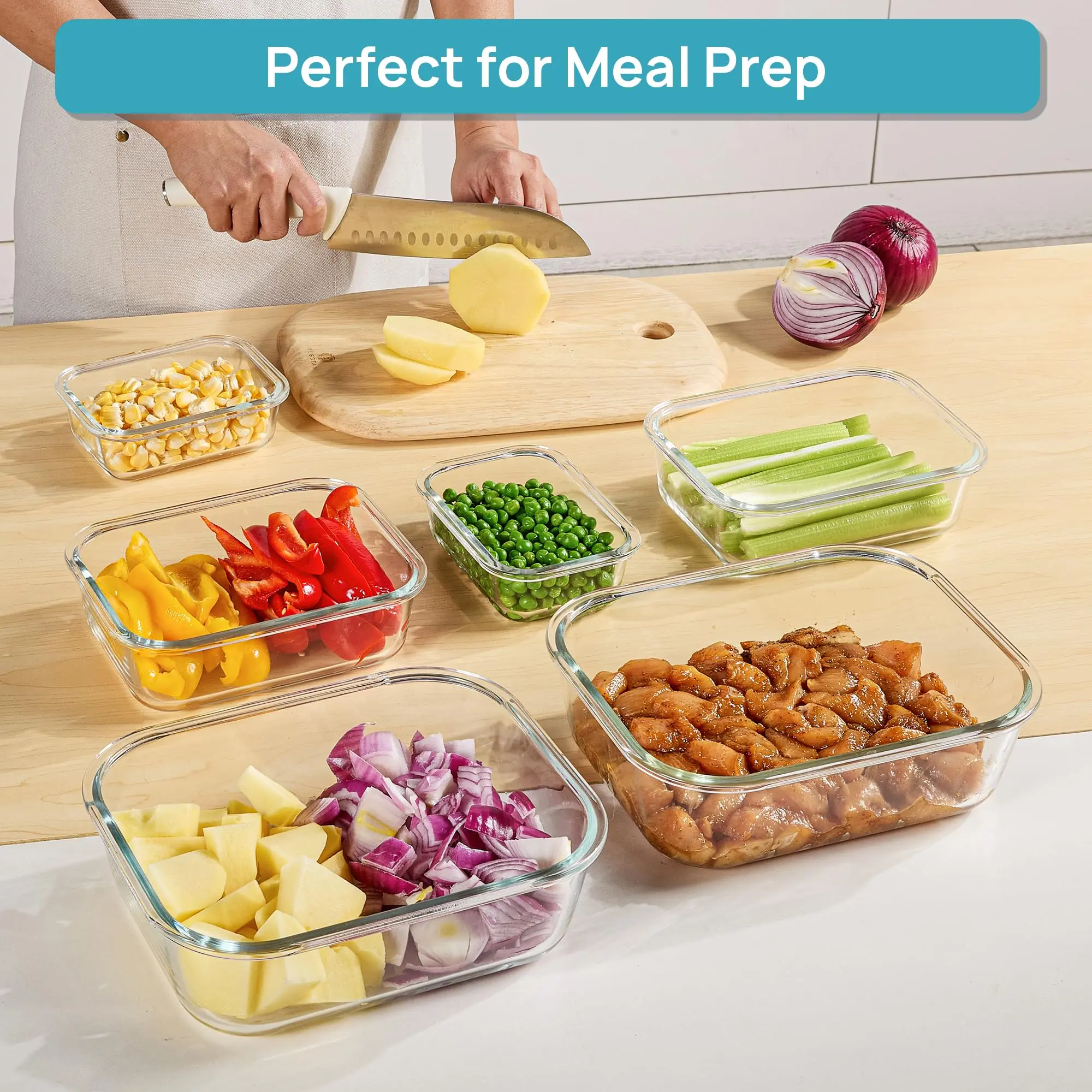 [Meal Prep]  18 Pack Glass FoodStorage Containers with Lids -StackableDesign for Kitchen Utensils Oven MicrowaveFreezer Dishwasher Kitchenware LunchCompartment Grey Rectangle Airtight MealPrep,Large Storage,summerwins