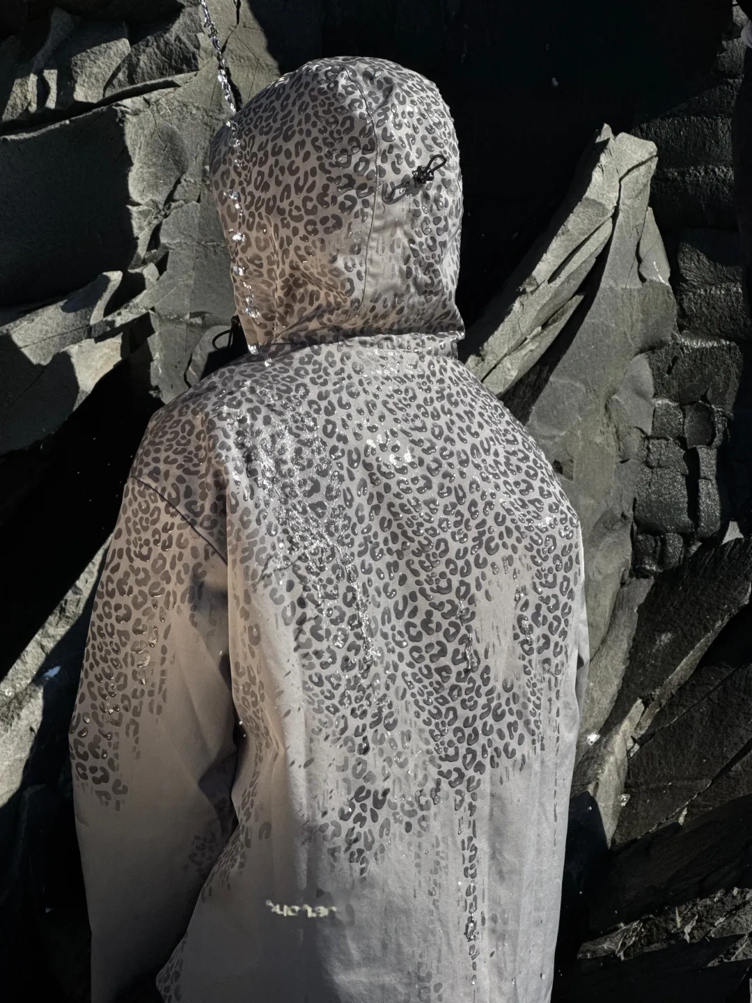Water Reactive Cheetah Rain Jacket - Grey