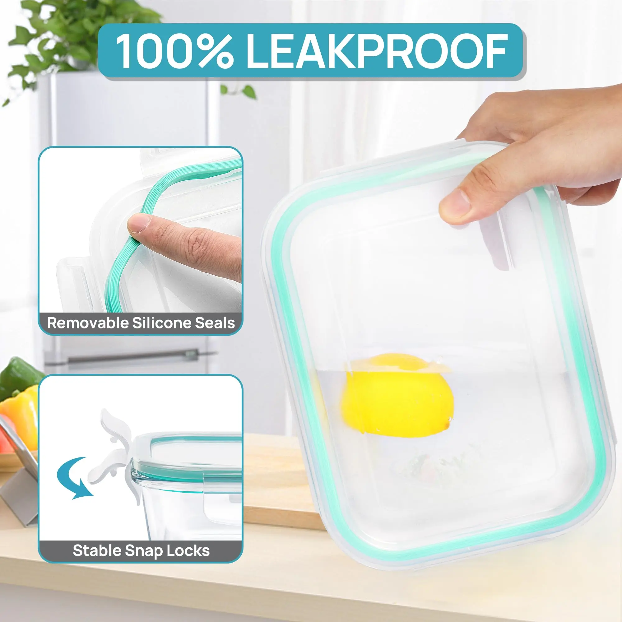 [Meal Prep]  18 Pack Glass FoodStorage Containers with Lids -StackableDesign for Kitchen Utensils Oven MicrowaveFreezer Dishwasher Kitchenware LunchCompartment Grey Rectangle Airtight MealPrep,Large Storage,summerwins