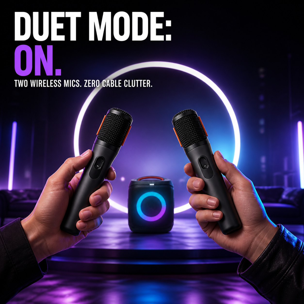 🔥 Today’s Special | AI Sound Boost Portable Bluetooth Speaker – Dynamic Light Show, 15H Battery, Mic & Guitar Inputs