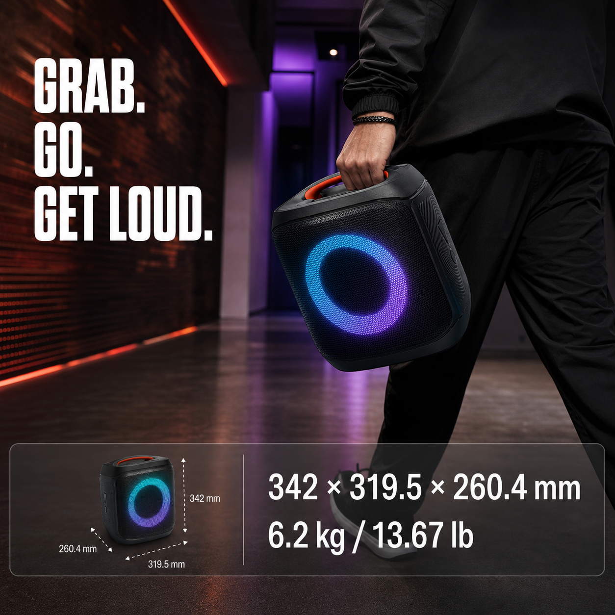 🔥 Today’s Special | AI Sound Boost Portable Bluetooth Speaker – Dynamic Light Show, 15H Battery, Mic & Guitar Inputs