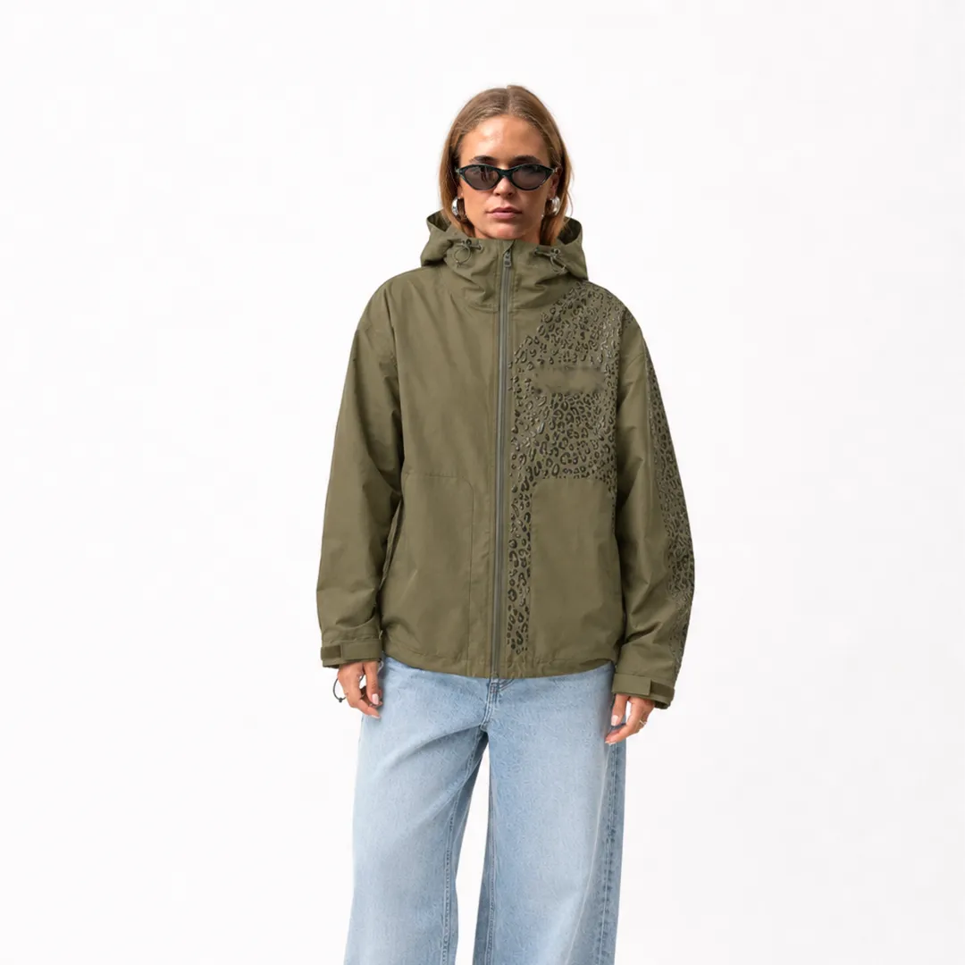 Water Reactive Cheetah Rain Jacket - Green