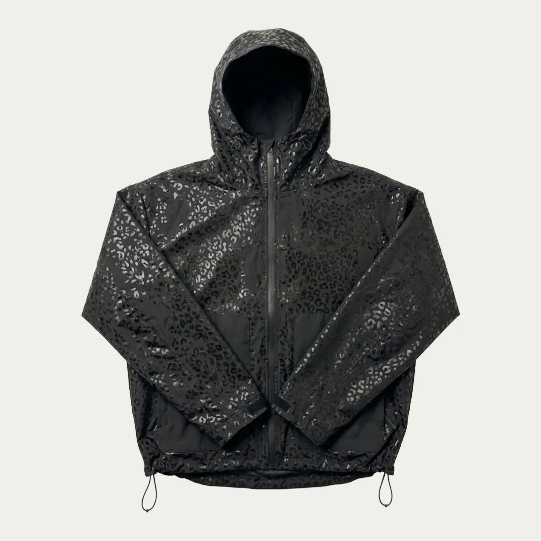 Water Reactive Cheetah Rain Jacket - Black