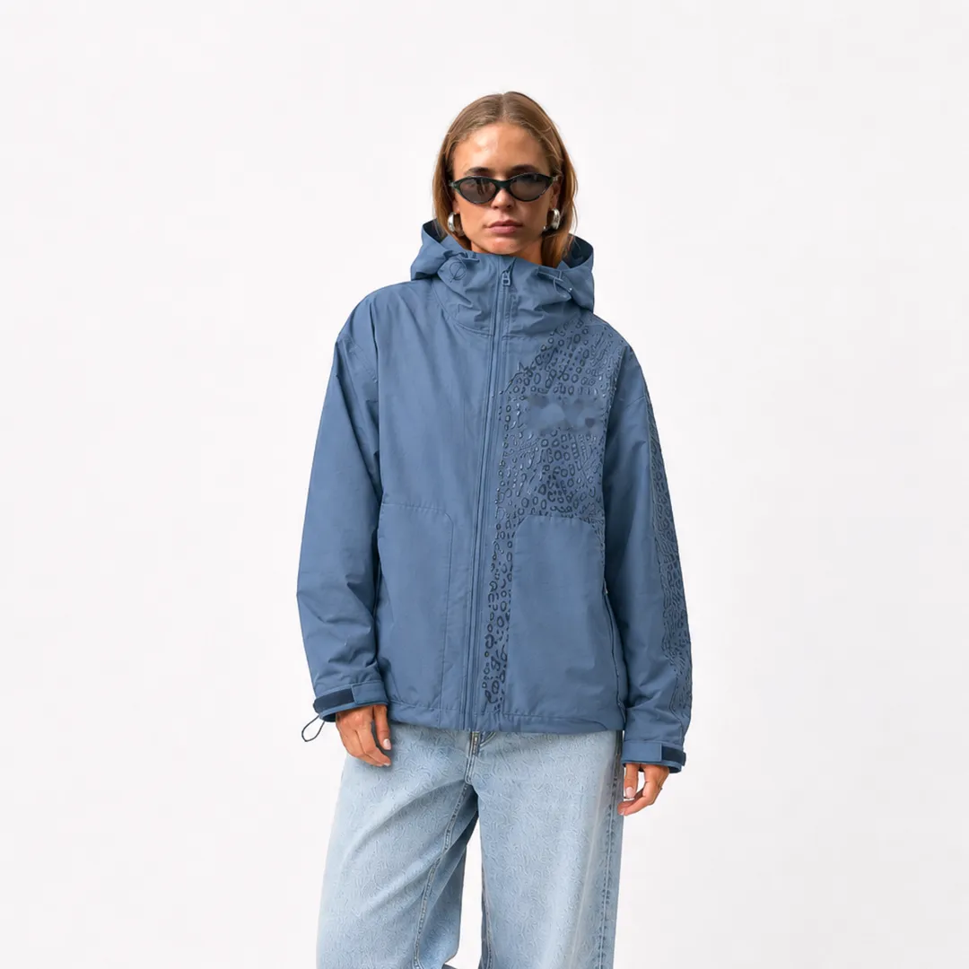 Water Reactive Cheetah Rain Jacket - Blue