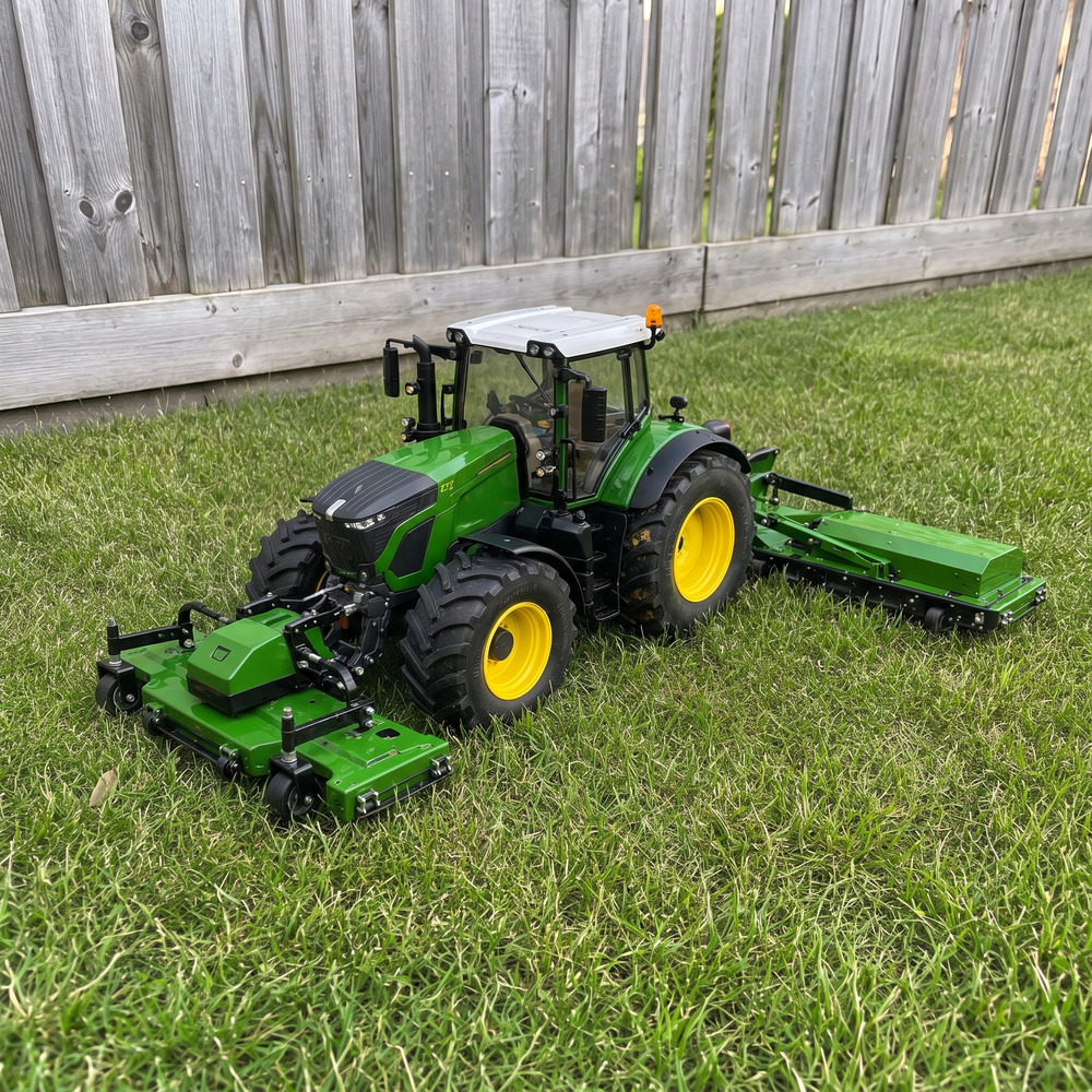 Smart Remote-Controlled Agricultural Mowing Machine – 2.4GHz Wireless RC Farm Machinery Model with Interactive Attachments, Rechargeable Design