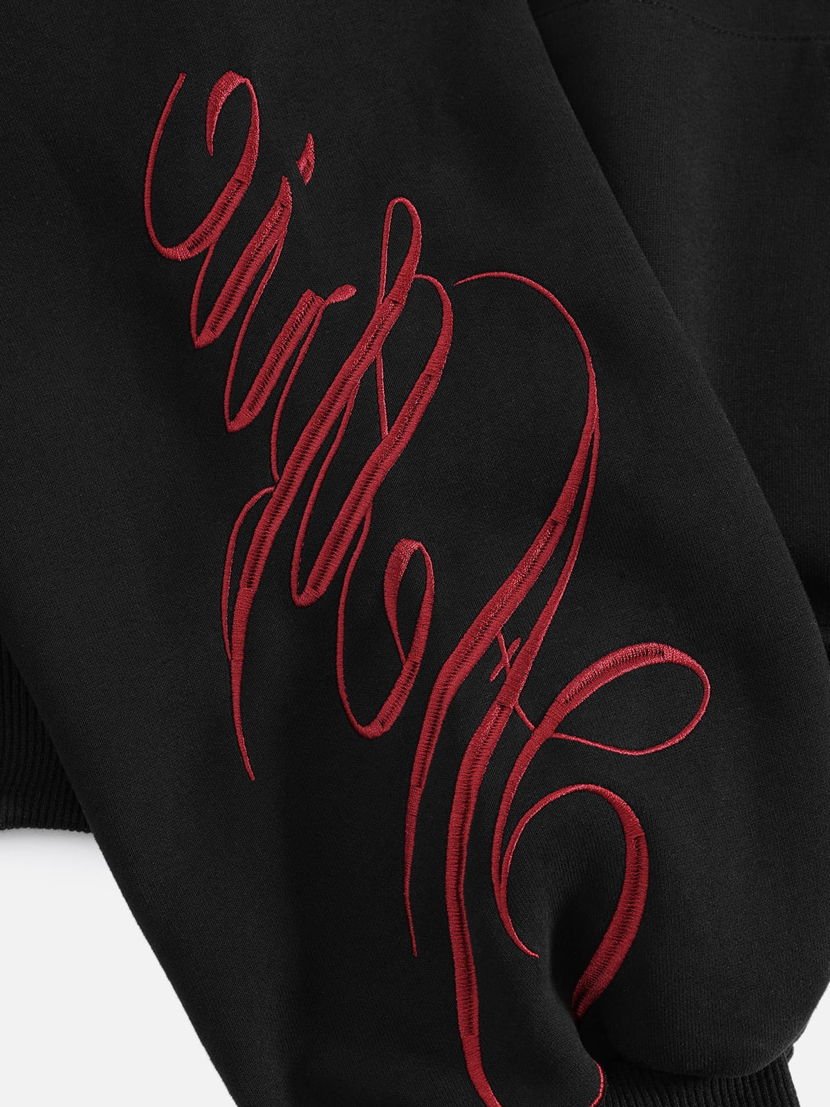Boxy Script Embroidery Hoodie Sets