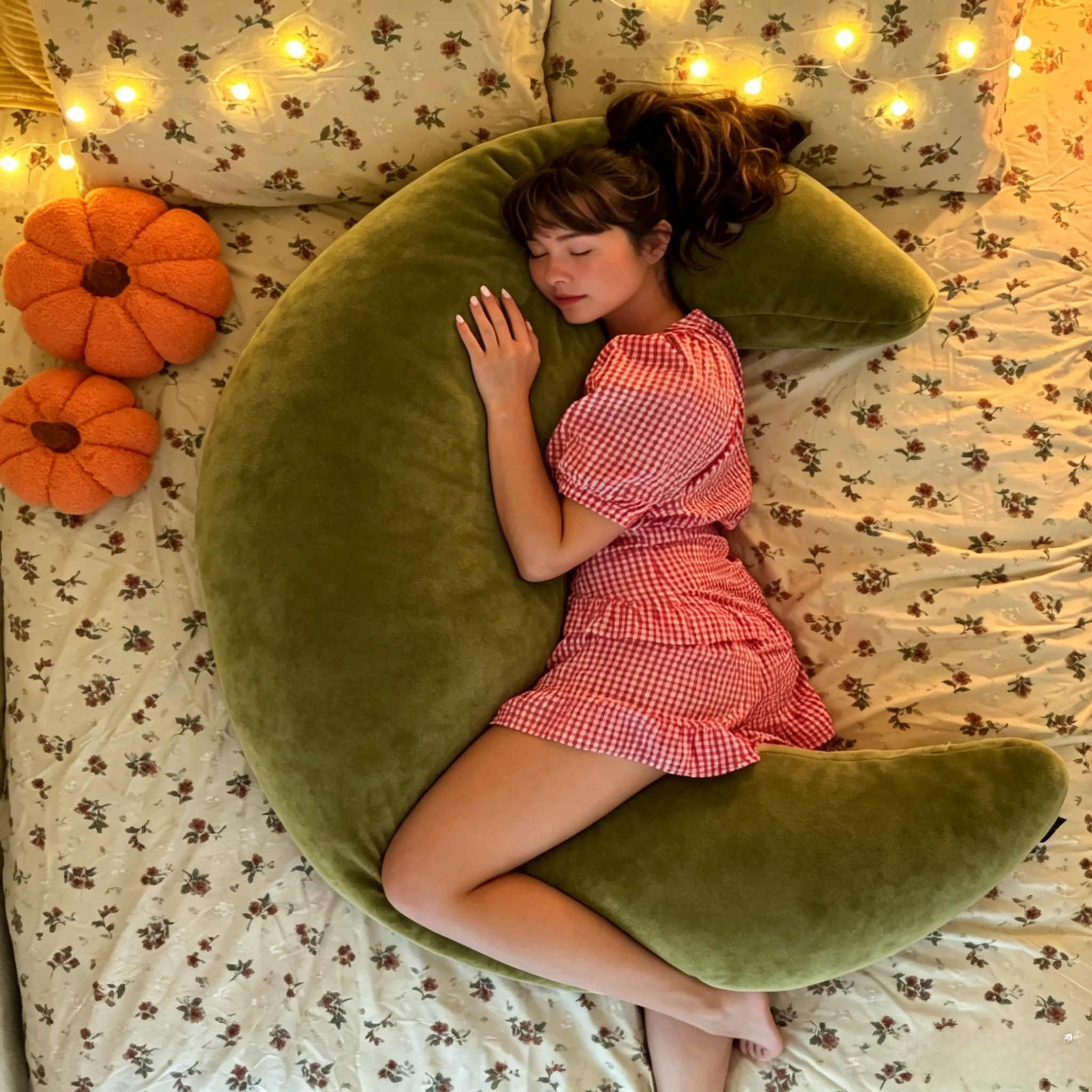 Oversized Crescent Cooling Body Pillow, Full‑Body Support for Sleeping & Lounging.
