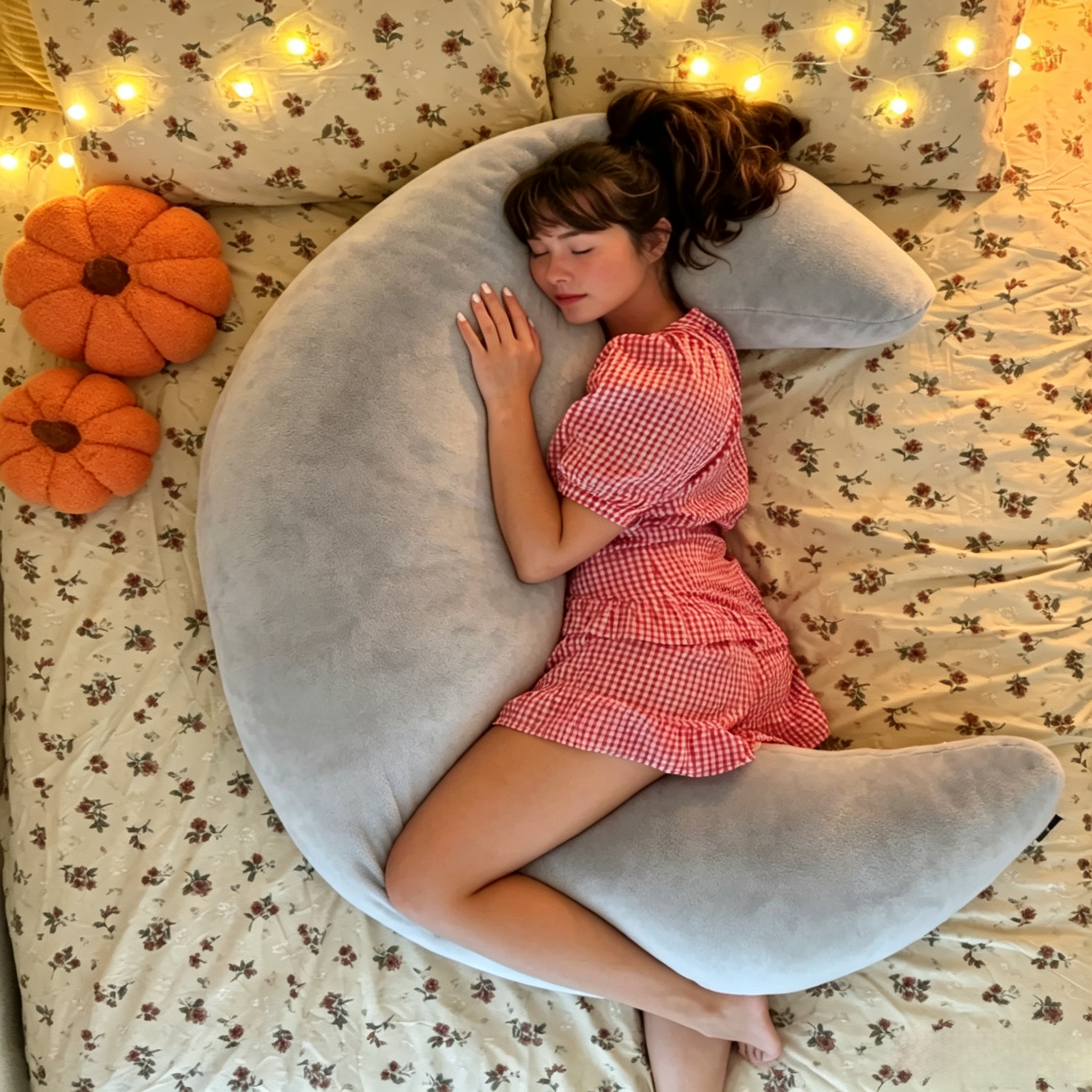 Oversized Crescent Cooling Body Pillow, Full‑Body Support for Sleeping & Lounging.