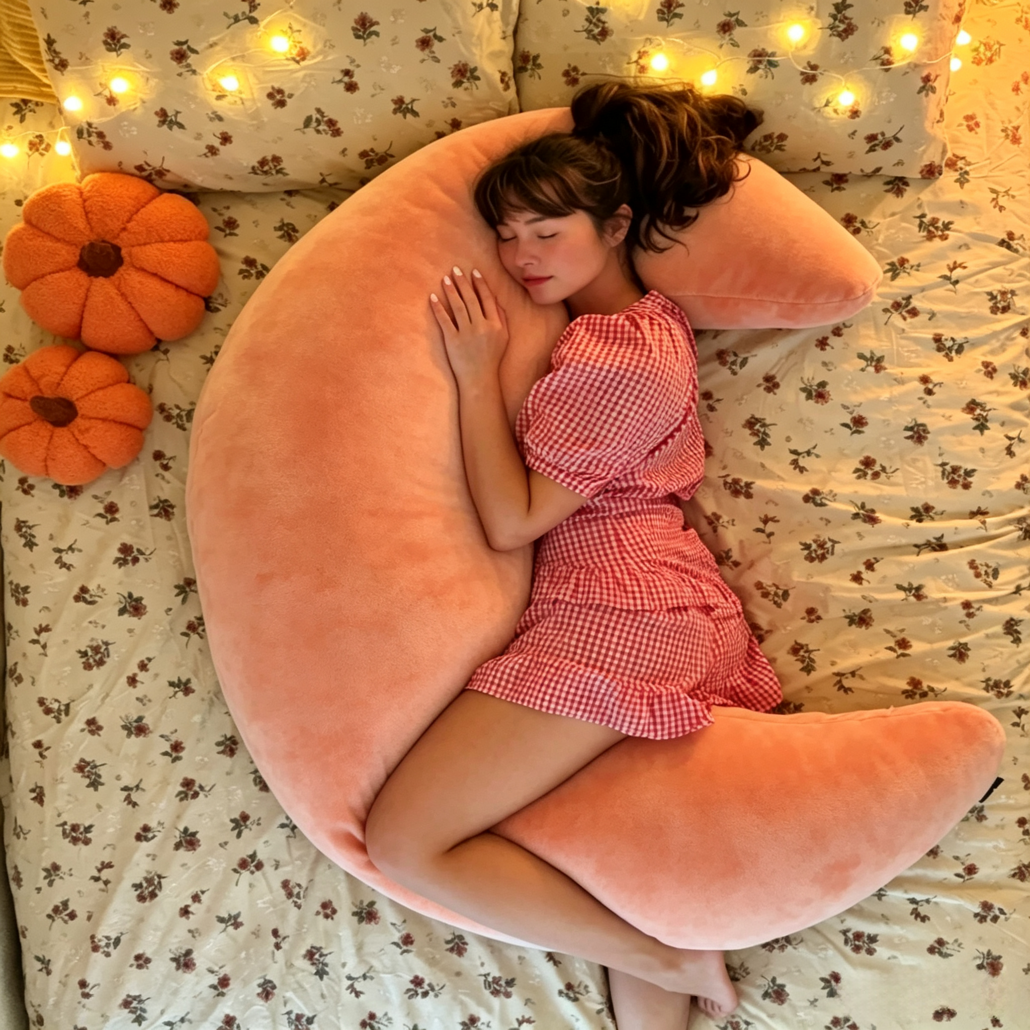 Oversized Crescent Cooling Body Pillow, Full‑Body Support for Sleeping & Lounging.
