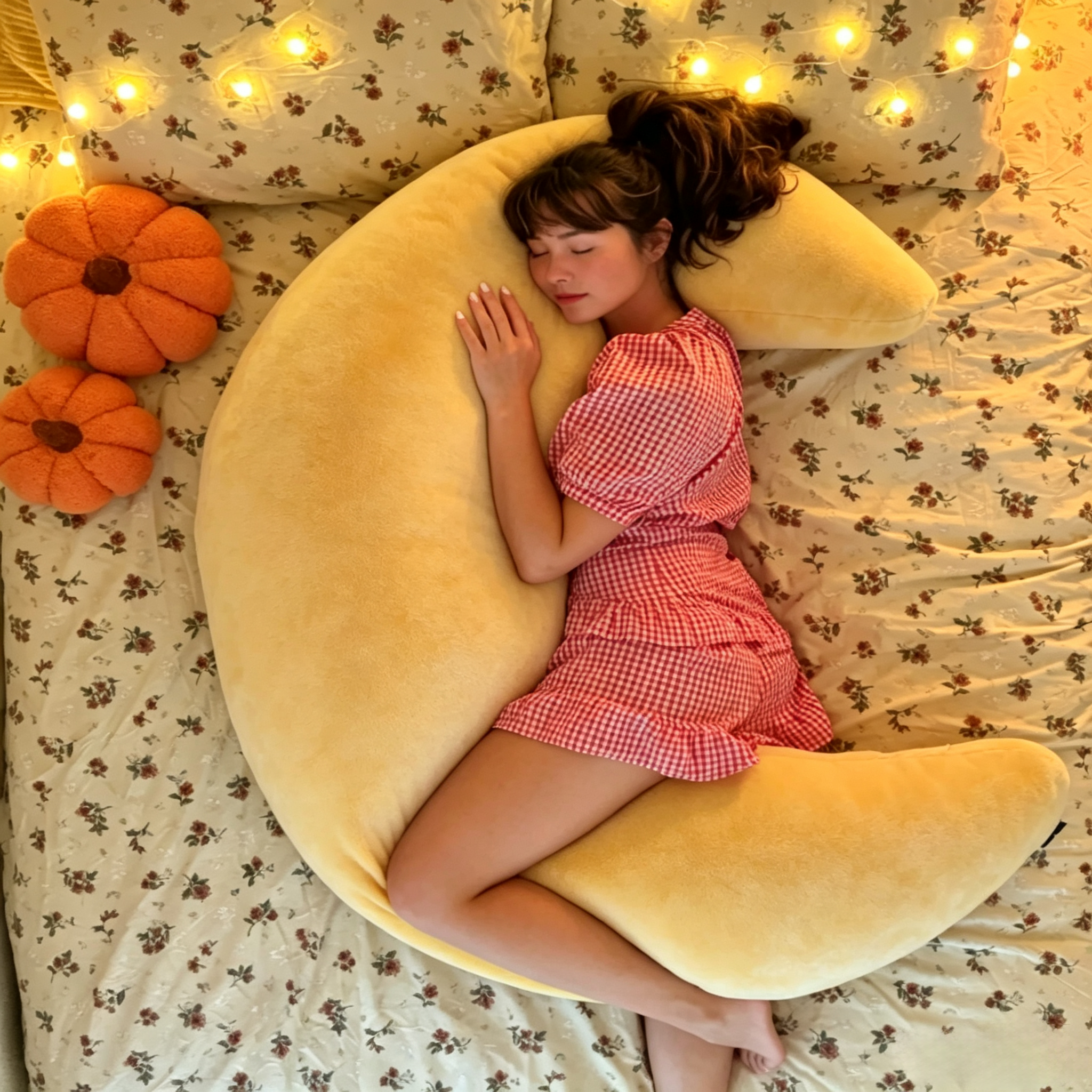 Oversized Crescent Cooling Body Pillow, Full‑Body Support for Sleeping & Lounging.