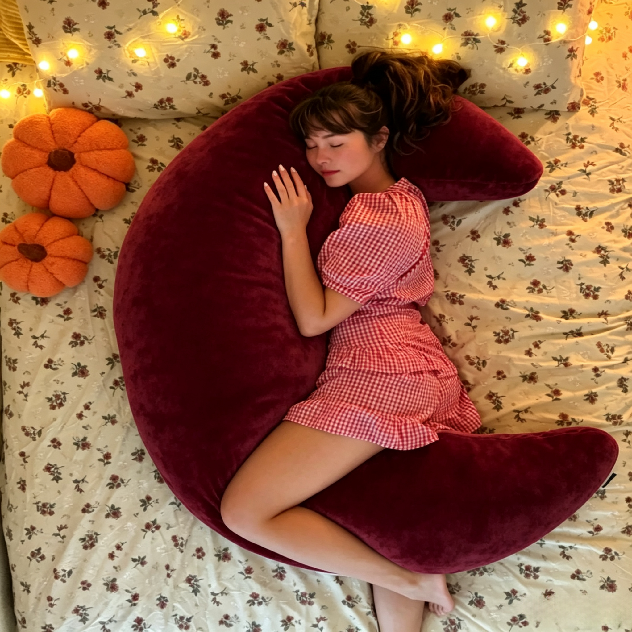 Oversized Crescent Cooling Body Pillow, Full‑Body Support for Sleeping & Lounging.