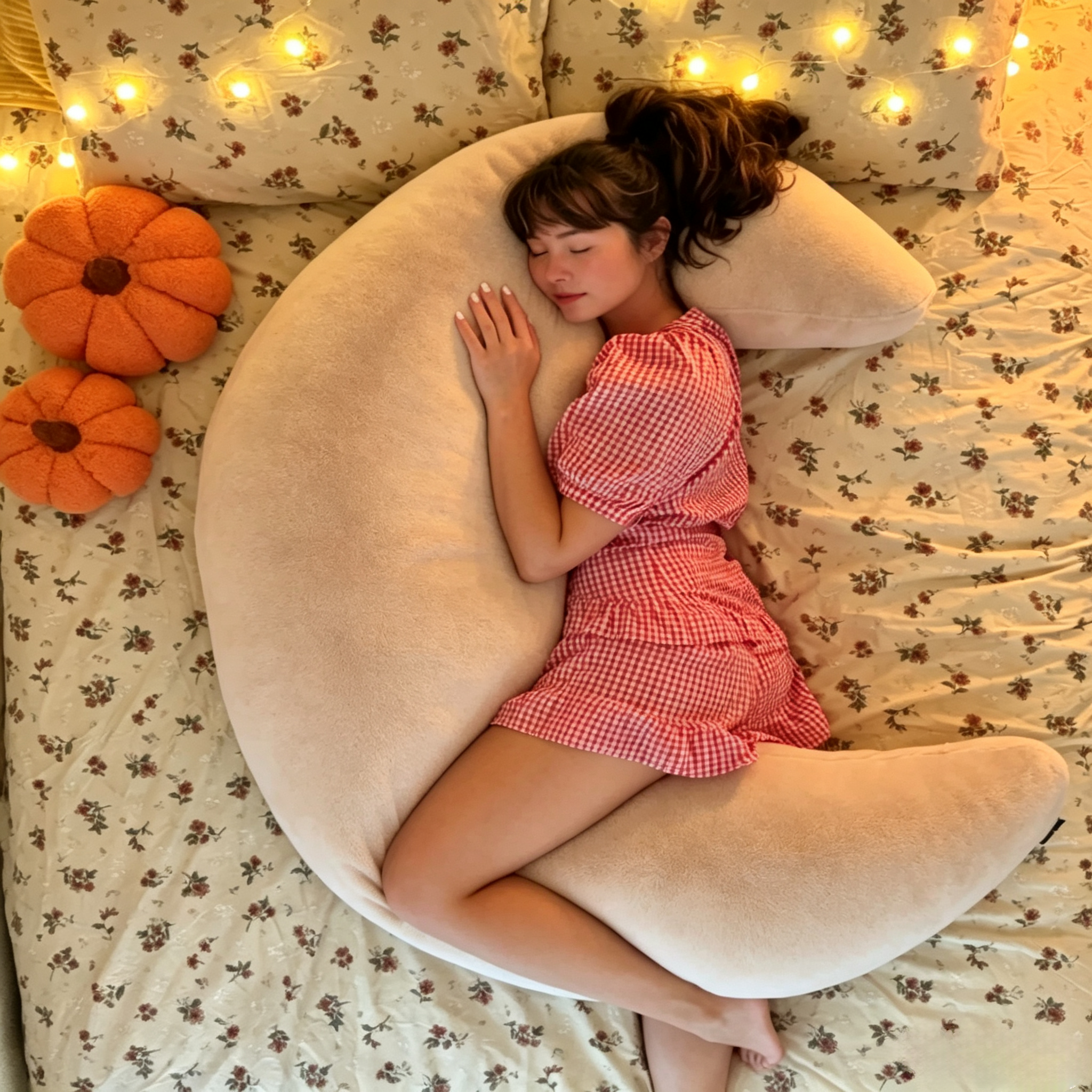 Oversized Crescent Cooling Body Pillow, Full‑Body Support for Sleeping & Lounging.