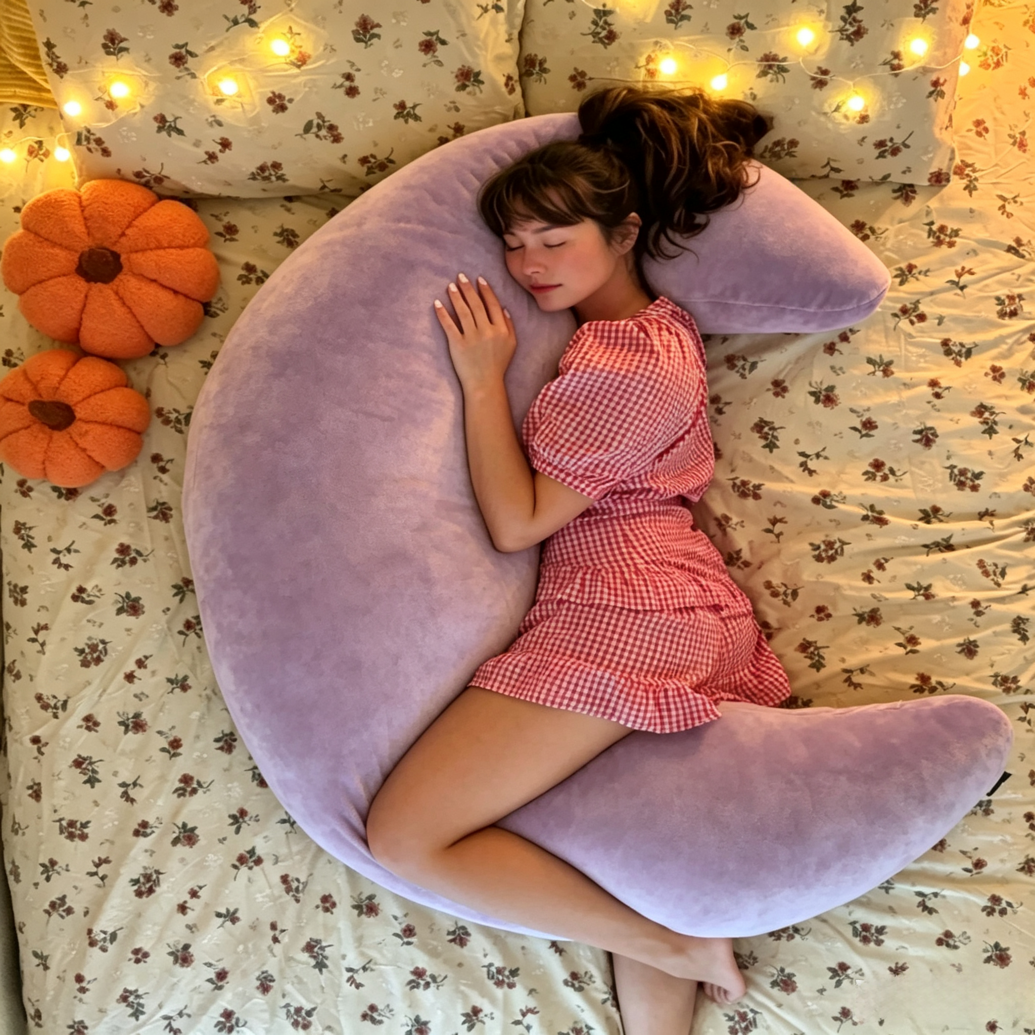 Oversized Crescent Cooling Body Pillow, Full‑Body Support for Sleeping & Lounging.