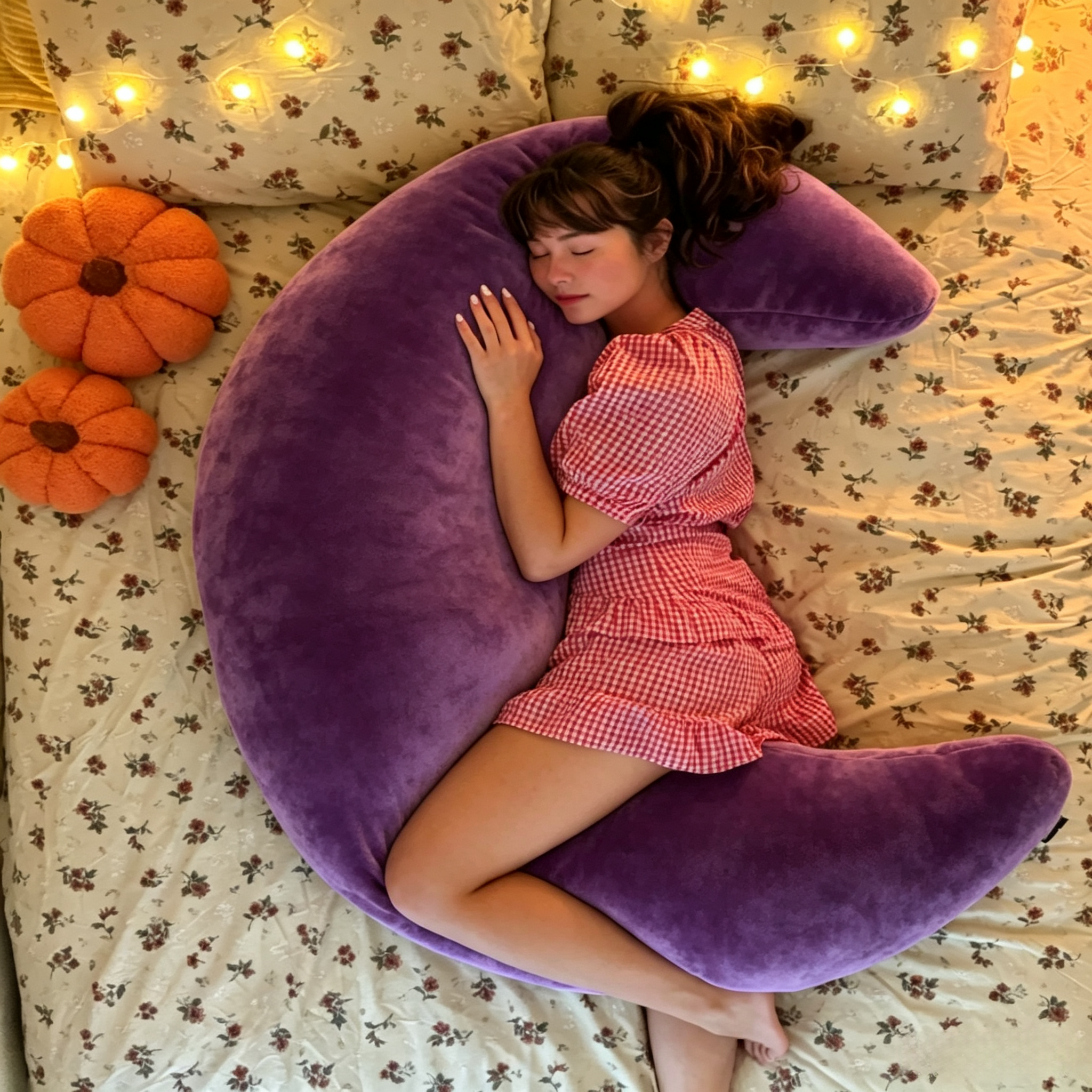 Oversized Crescent Cooling Body Pillow, Full‑Body Support for Sleeping & Lounging.