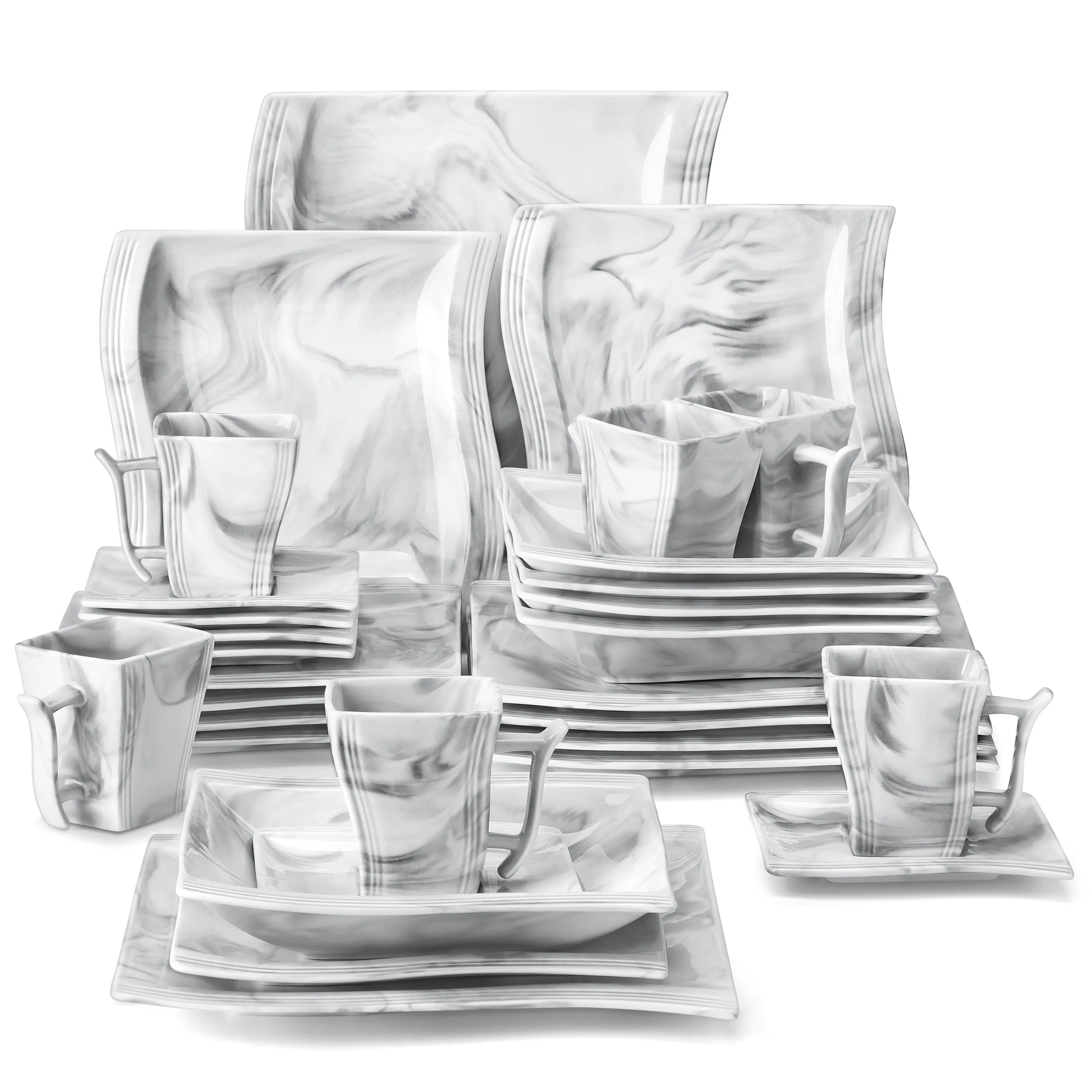 Square Dinnerware Set for 6 - Modern Porcelain