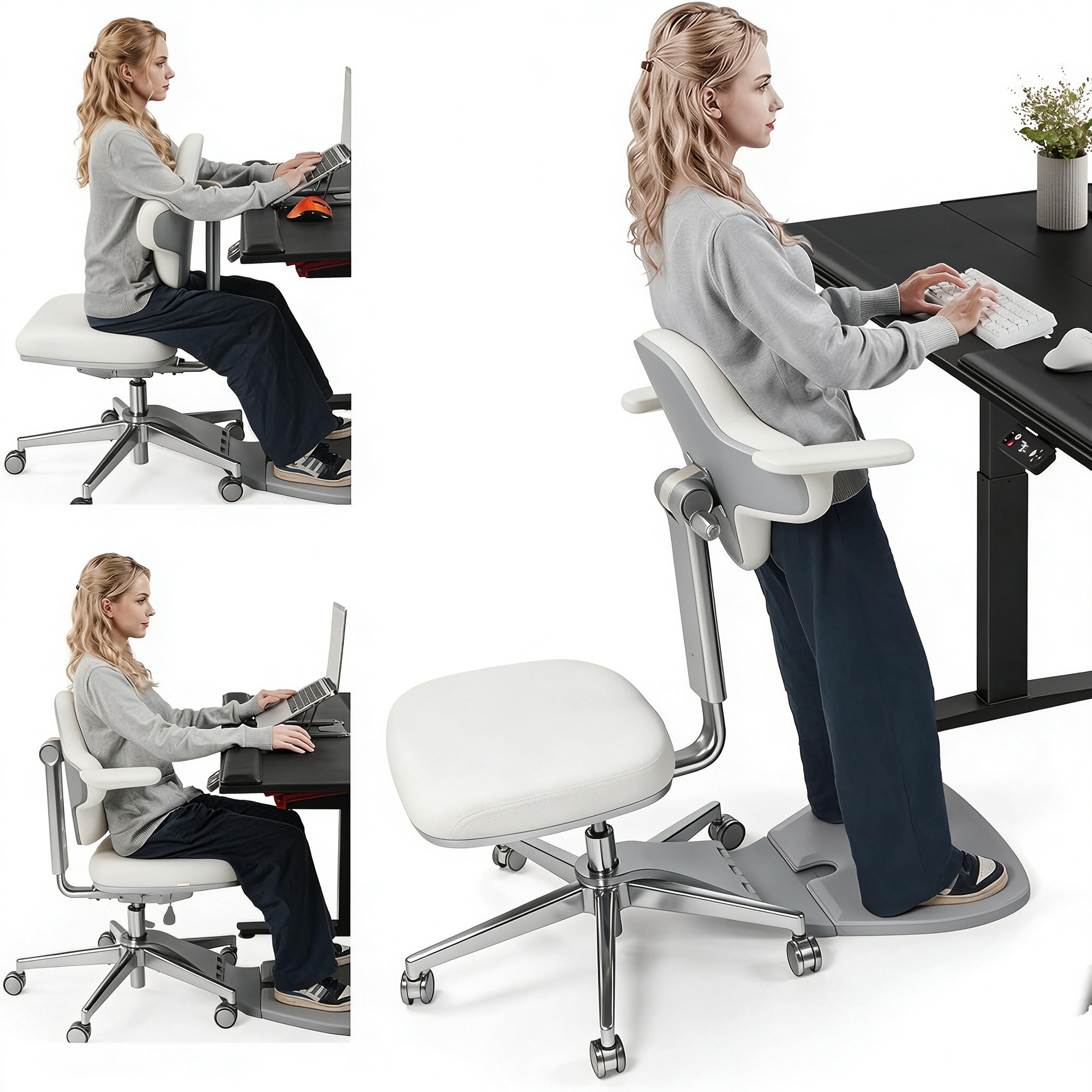 Standing Desk Chair, 6-in-1 Ergonomic Standing Mate Chair.