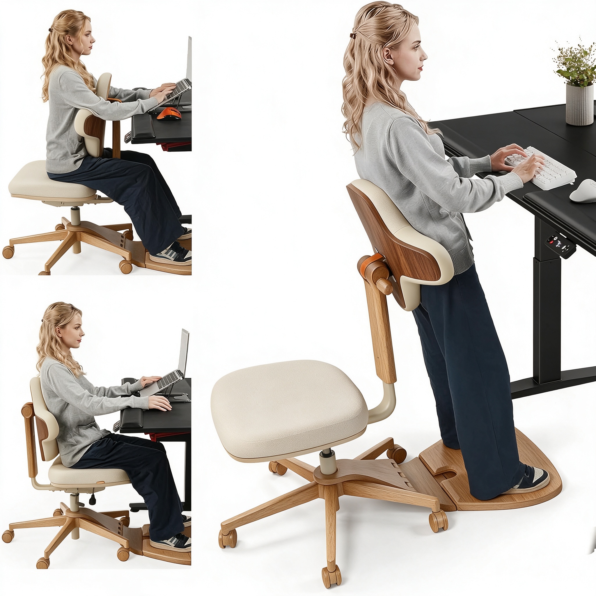 Standing Desk Chair, 6-in-1 Ergonomic Standing Mate Chair.