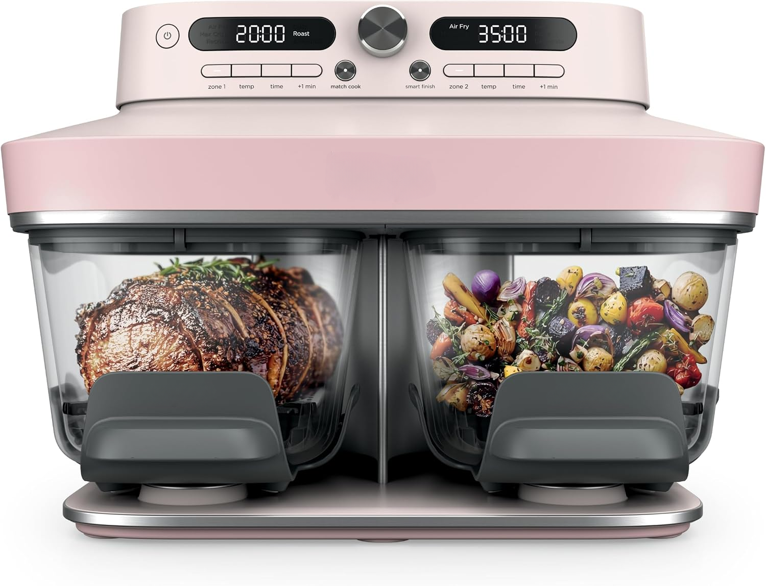 Crispi DualZone 6-in-1 Glass Air Fryer | With Nontoxic, 2x 4qt Containers & Lids | Microwave, Freezer, Dishwasher Safe | 450°F Max Temp | 1785 Watt |
