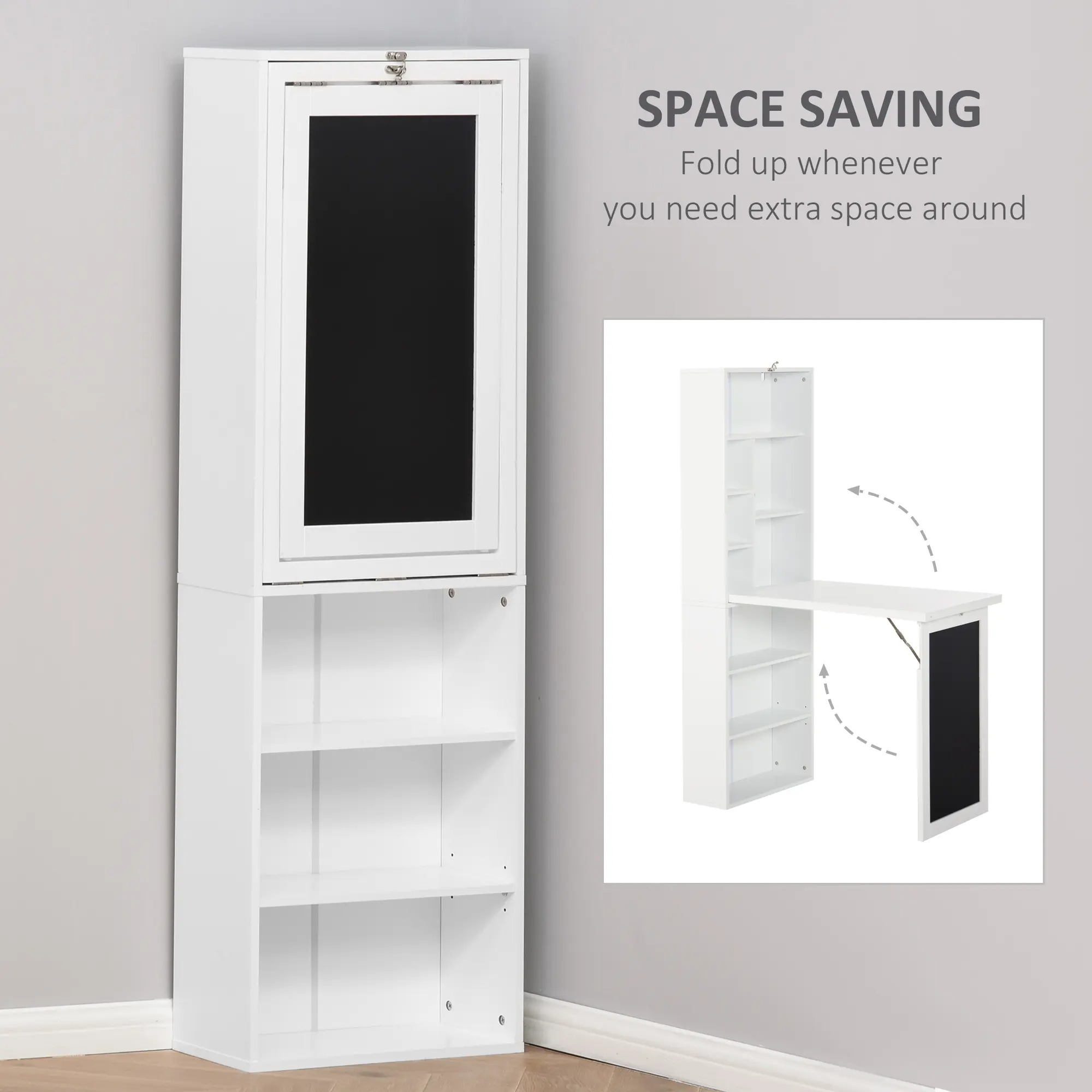 Foldable desk that folds up neatly when not in use to free up floor space ideal for small apartments