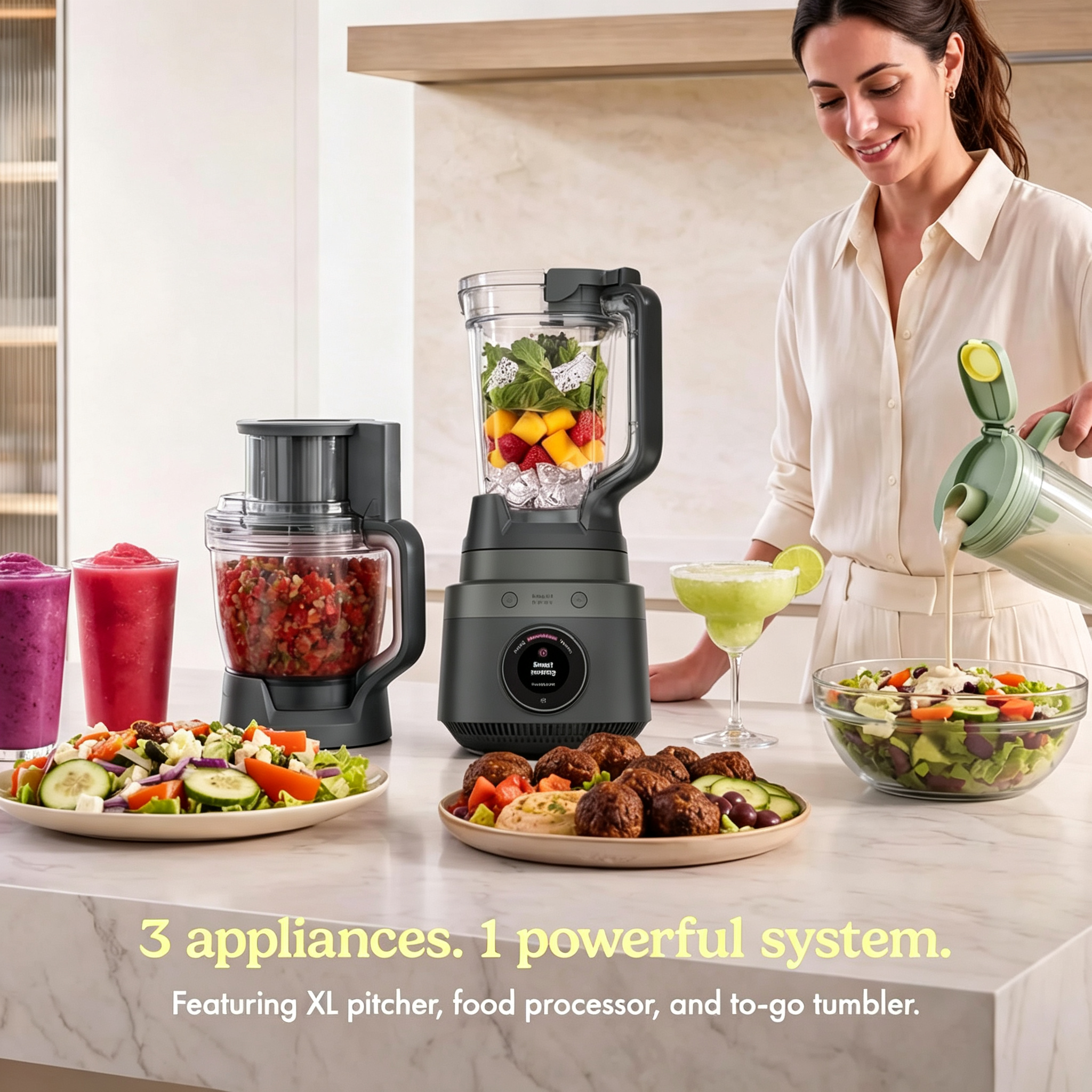 Ninja CrushBOSS 3-in-1 Blender & Food Processor, 1850PW, Onyx, LB401BK