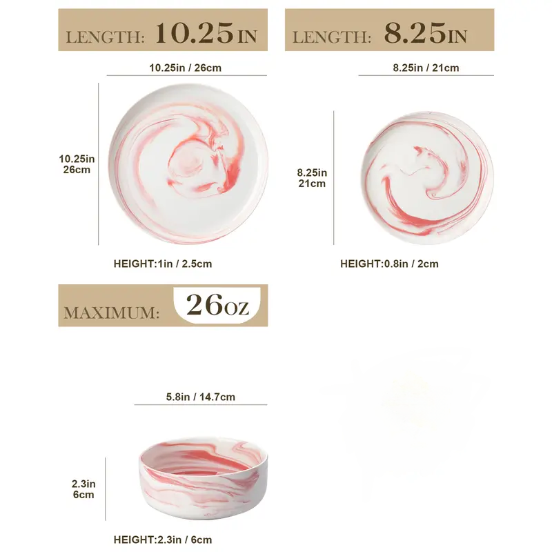 12/16/18/24 Pieces Porcelain Dinnerware Set
