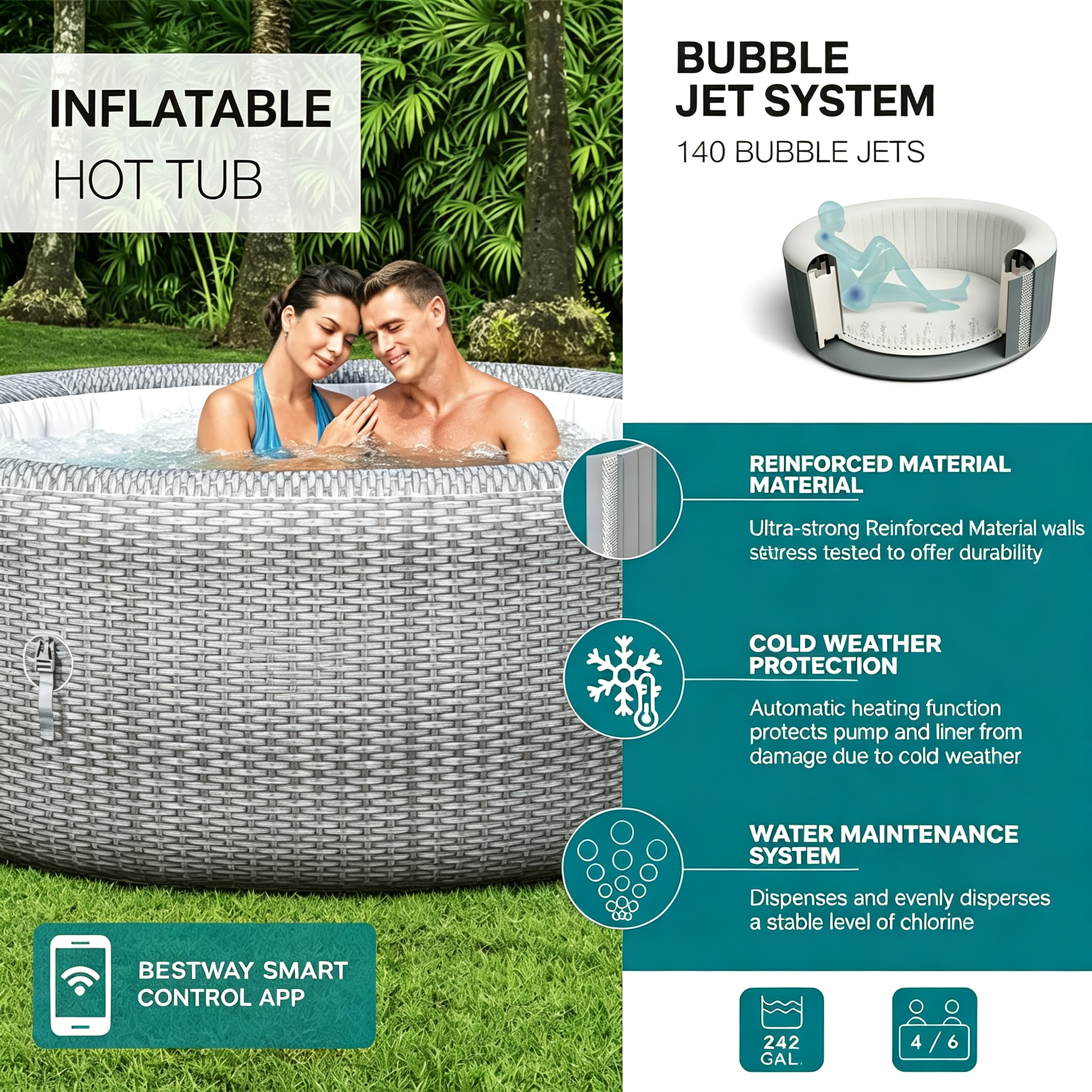 🎉( CLEARANCE SALE ) 🎉✨1-10 Person EnergySense Inflatable Heated Hot Tub