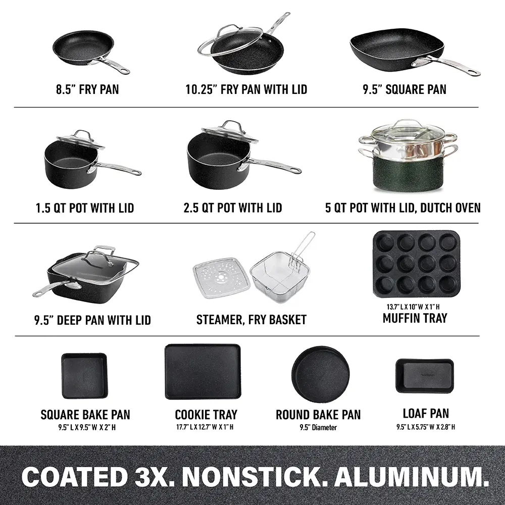 Granitestone Kitchen In A Box - 20pcs Cookware Set