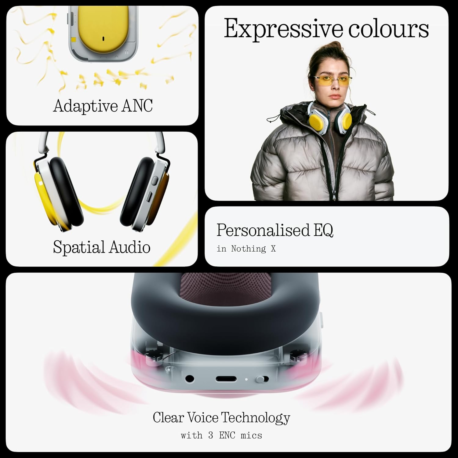 2026 New Adaptive Active Noise Cancelling Headphones, Wireless Over Ear Bluetooth 5.4 ANC Headset.