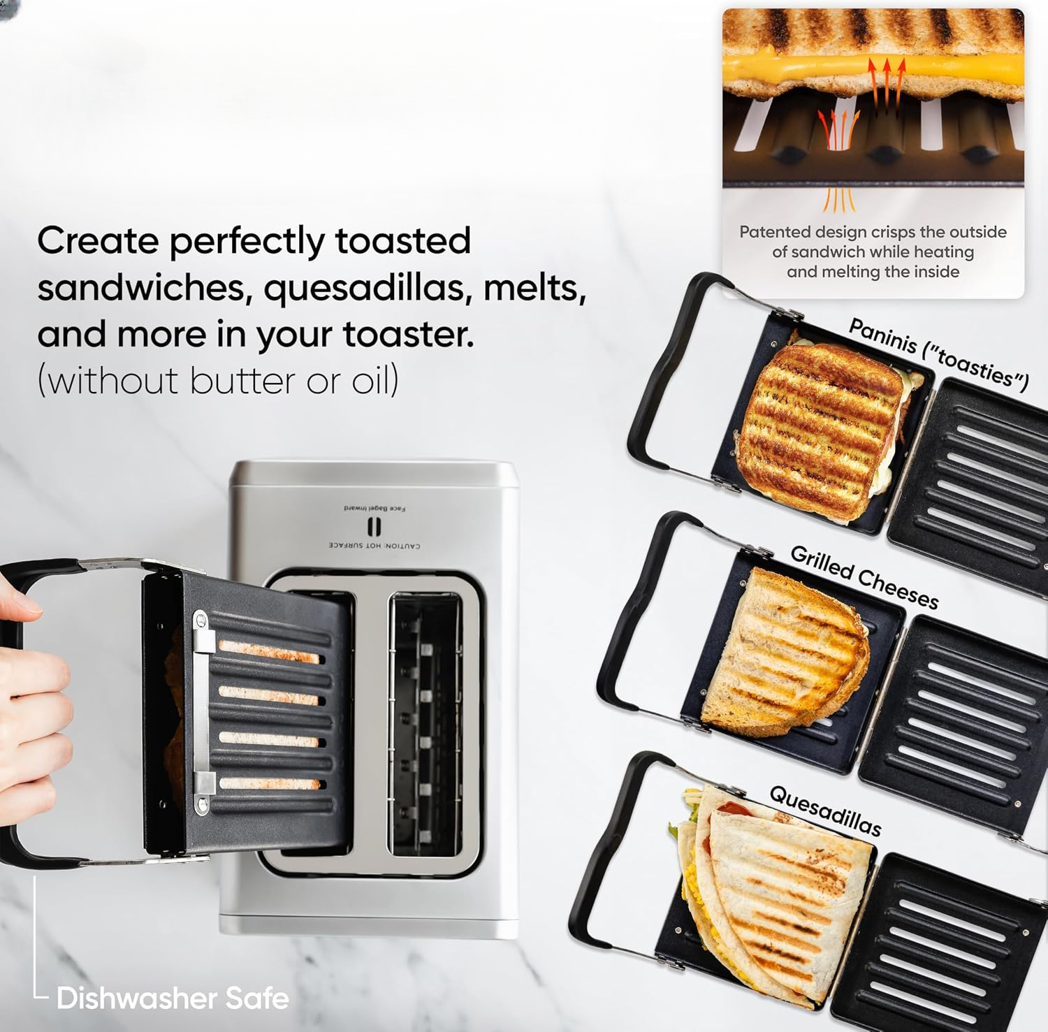 Toaster showing extra-wide slots and precision toasting