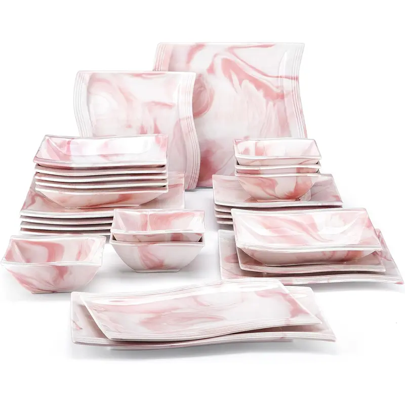 Square Dinnerware Set for 6 - Modern Porcelain