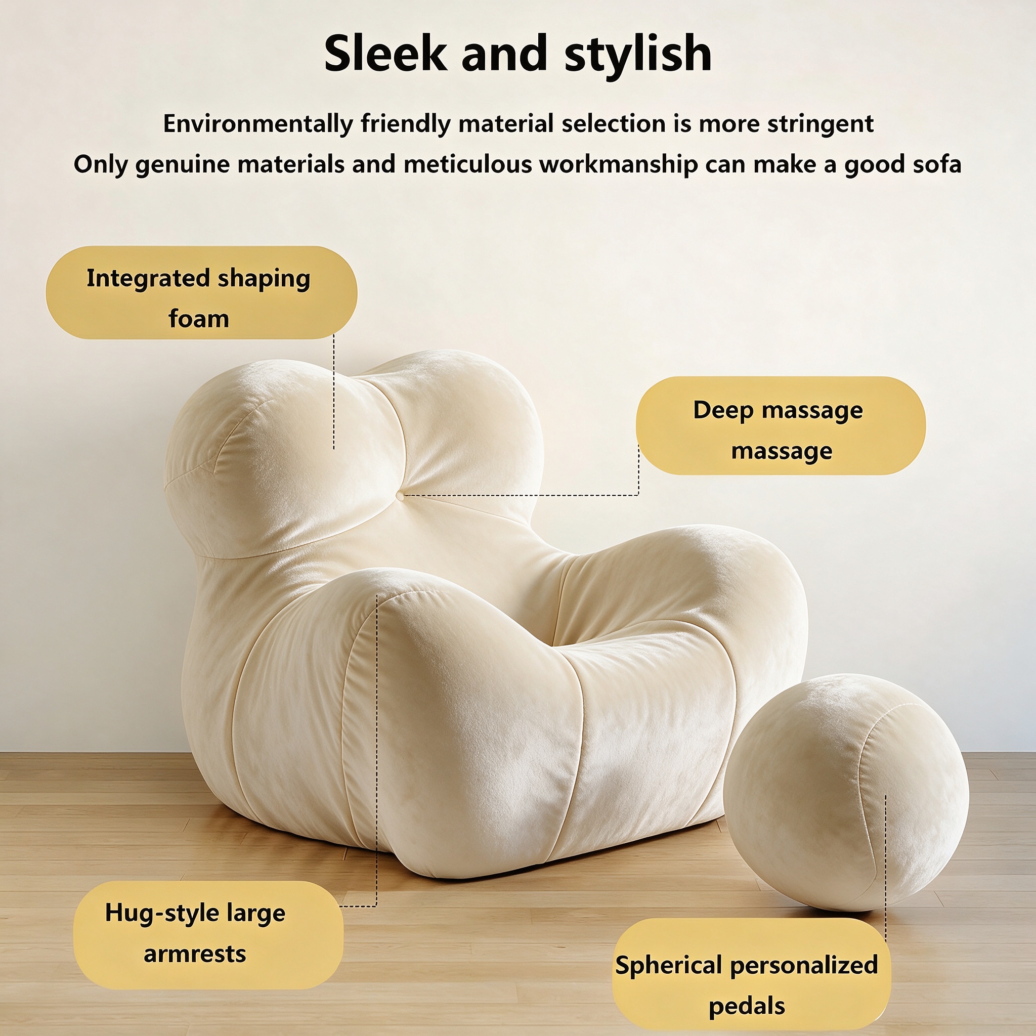 Modern Living Room Accent Chair with Round Ottoman.