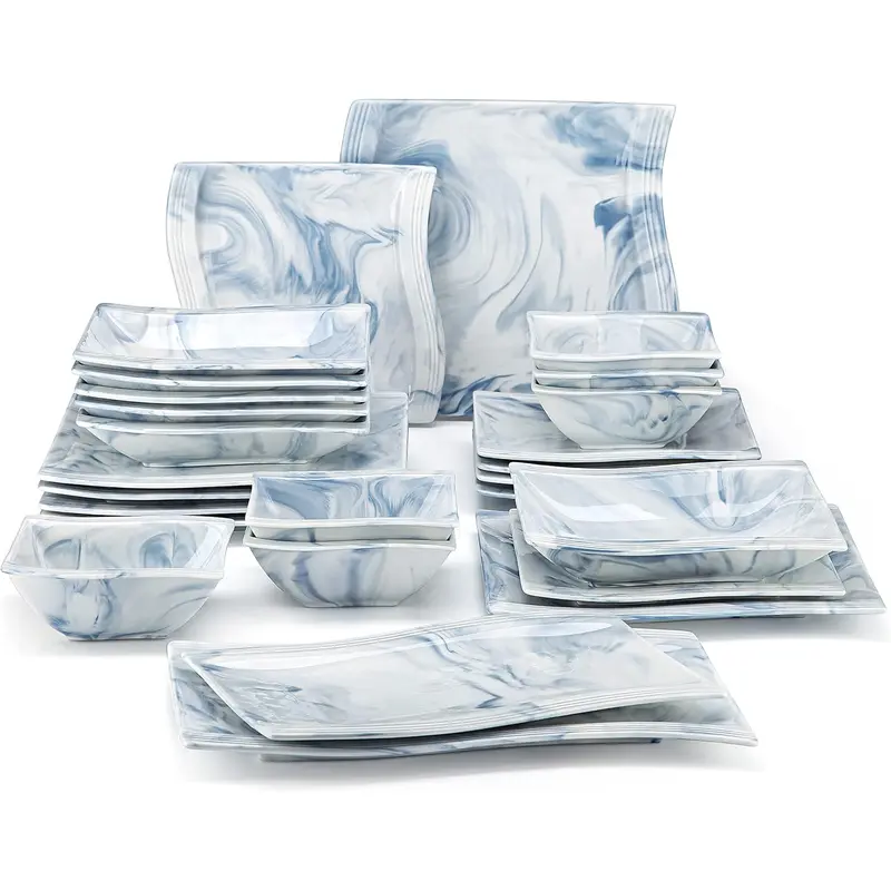 Square Dinnerware Set for 6 - Modern Porcelain