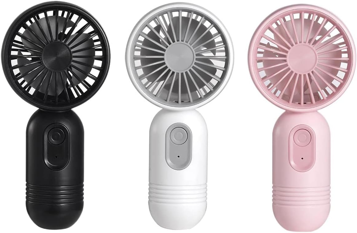 Mini Portable Fan 3 Pack, Cute Handheld Battery Operated Lightweight Small Personal Fan with 3 Speeds and USB Rechargeable Eyelash Fans for Stylish Girl Kids Women Men Office Outdoor Travel Camping