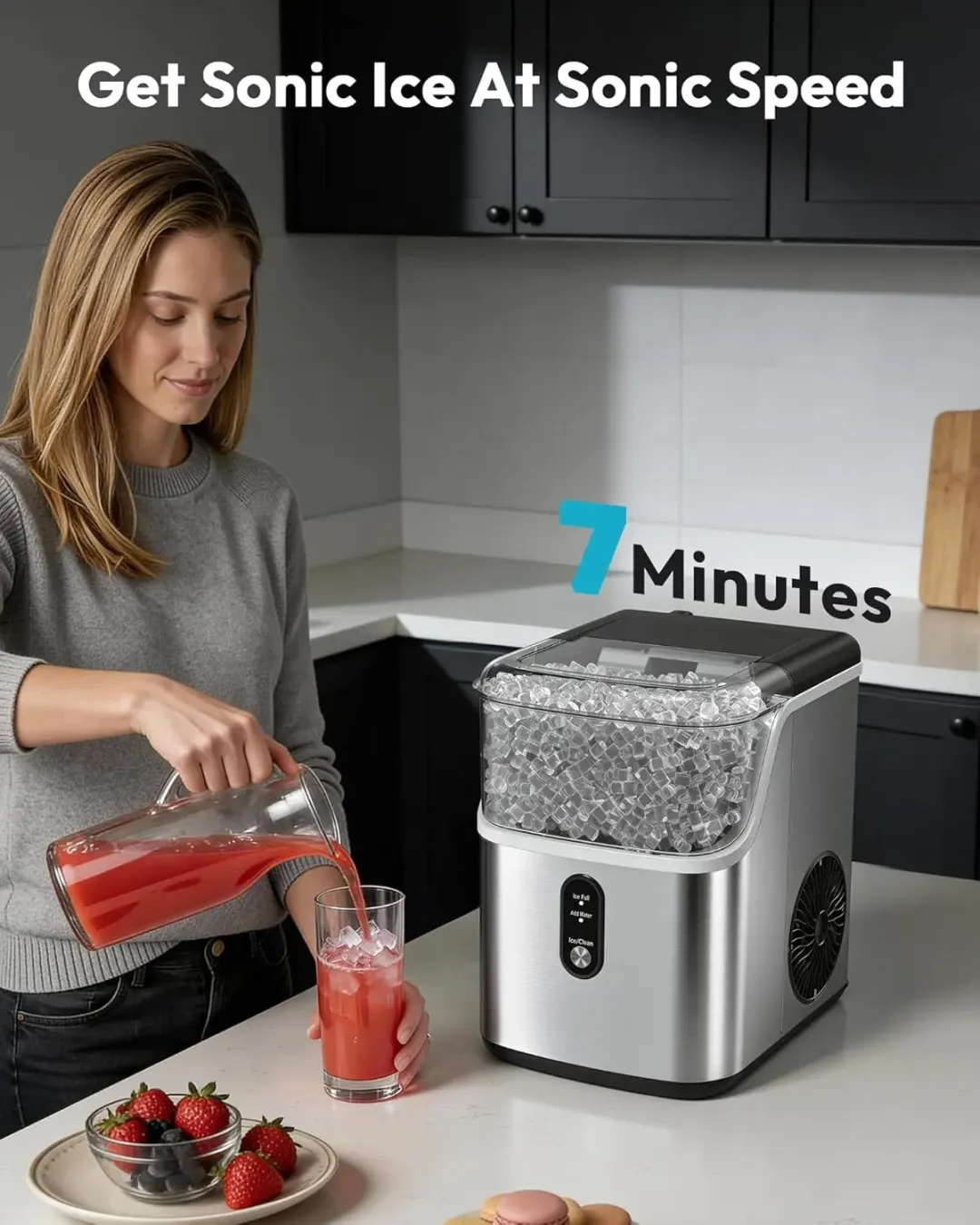  Nugget Ice Maker - 35lbs/24H Self-Cleaning