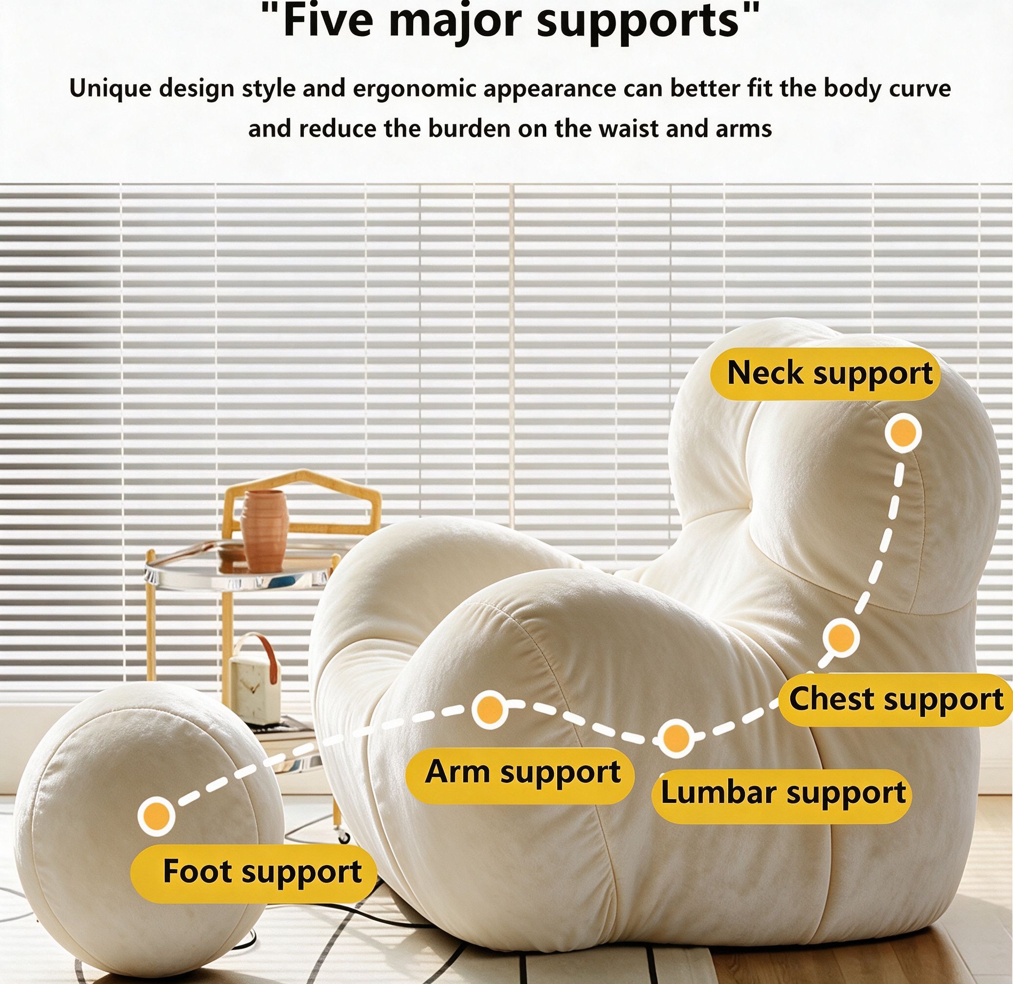Modern Living Room Accent Chair with Round Ottoman.
