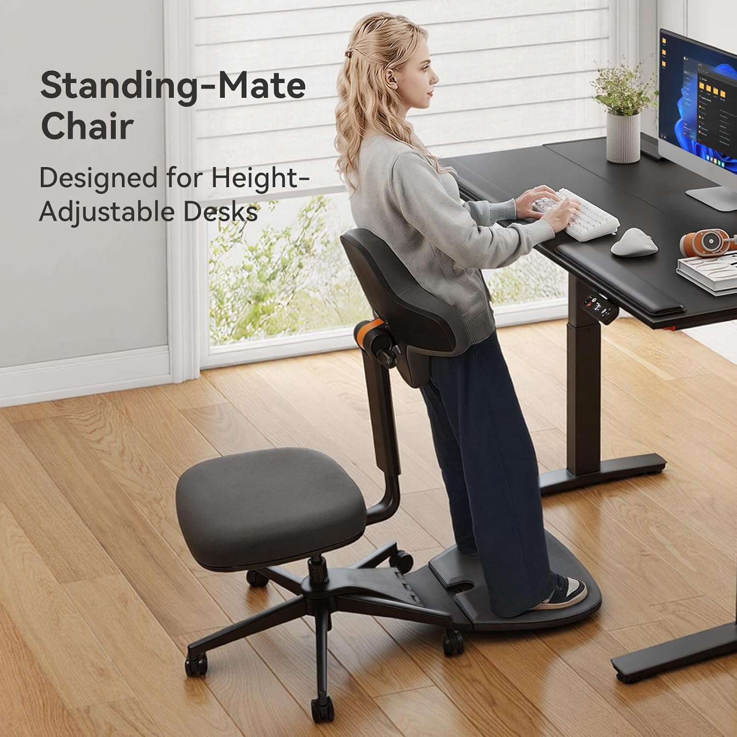 Standing Desk Chair, 6-in-1 Ergonomic Standing Mate Chair.