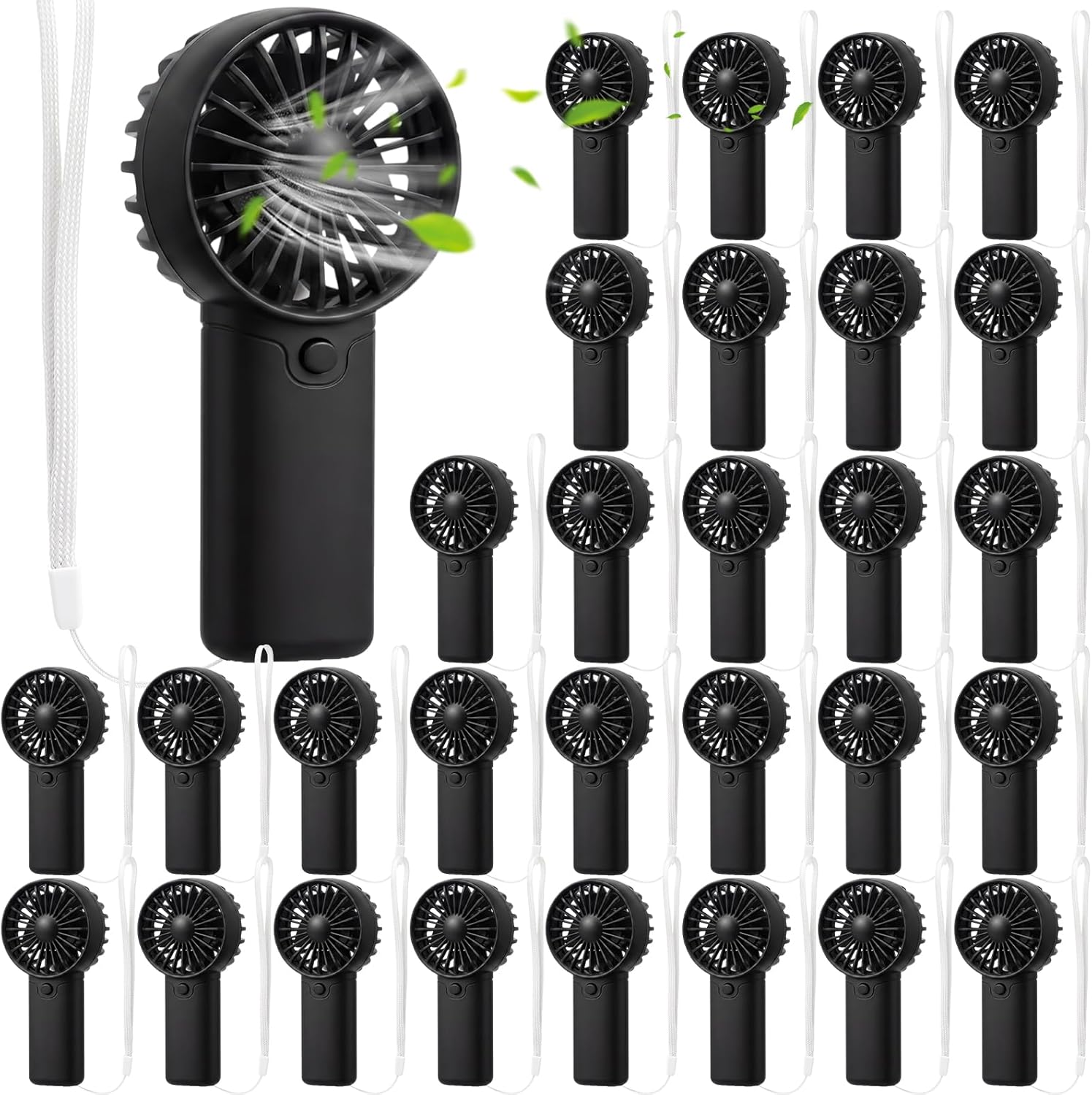 30 Pcs Mini Portable Fan Handheld Battery Operated Portable Small Personal Fans for Summer Travel Beach Indoor Outdoor Cooling Gift (Green,Pink,White)