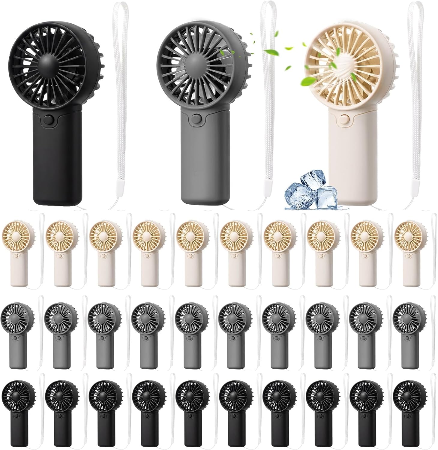 30 Pcs Mini Portable Fan Handheld Battery Operated Portable Small Personal Fans for Summer Travel Beach Indoor Outdoor Cooling Gift (Green,Pink,White)
