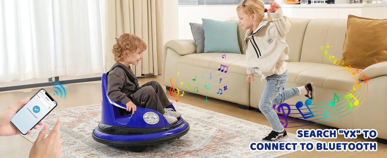 Kids decorating bumper car with DIY stickers personalizing the car body