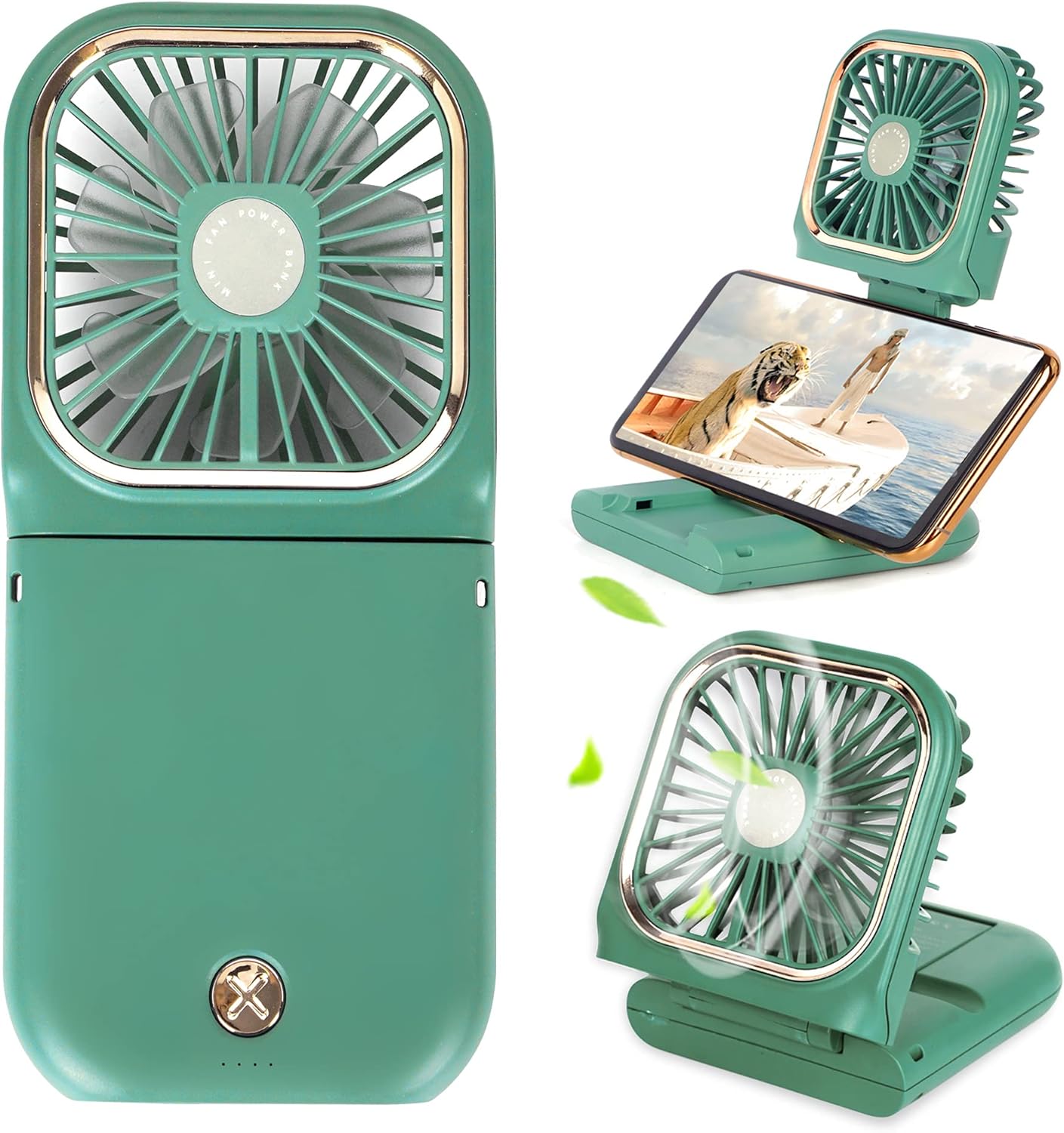 Portable Mini Fan Small Battery Operated Fan 5 in 1 as Power Bank,Phone Holder,Handheld Fan,Desk Fan, USB Rechargeable Personal Hand Fans,3000 mAh Power Bank,3 Speed Adjustable, Neck lanyard, Pink