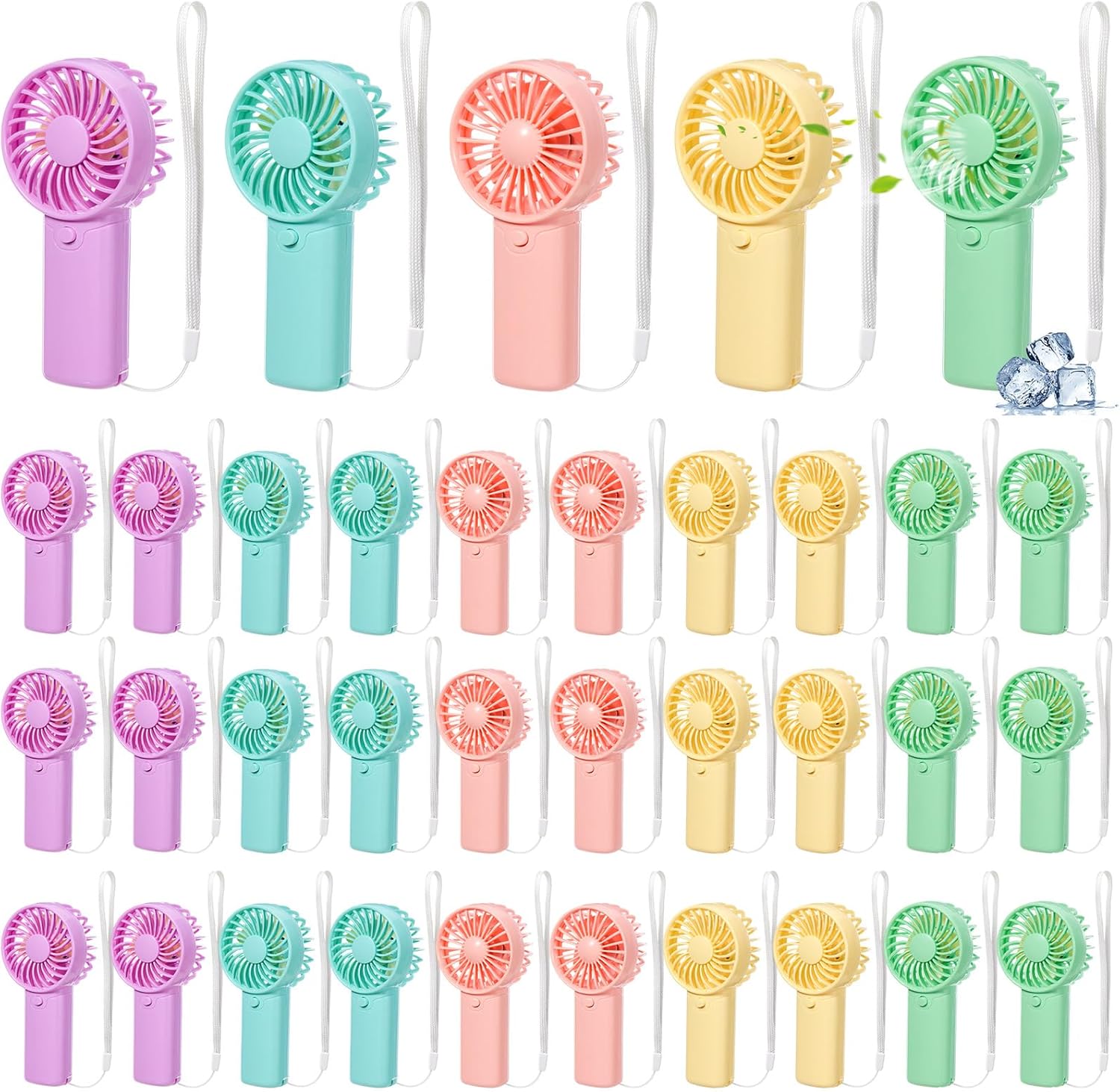 30 Pcs Mini Portable Fan Handheld Battery Operated Portable Small Personal Fans for Summer Travel Beach Indoor Outdoor Cooling Gift (Green,Pink,White)