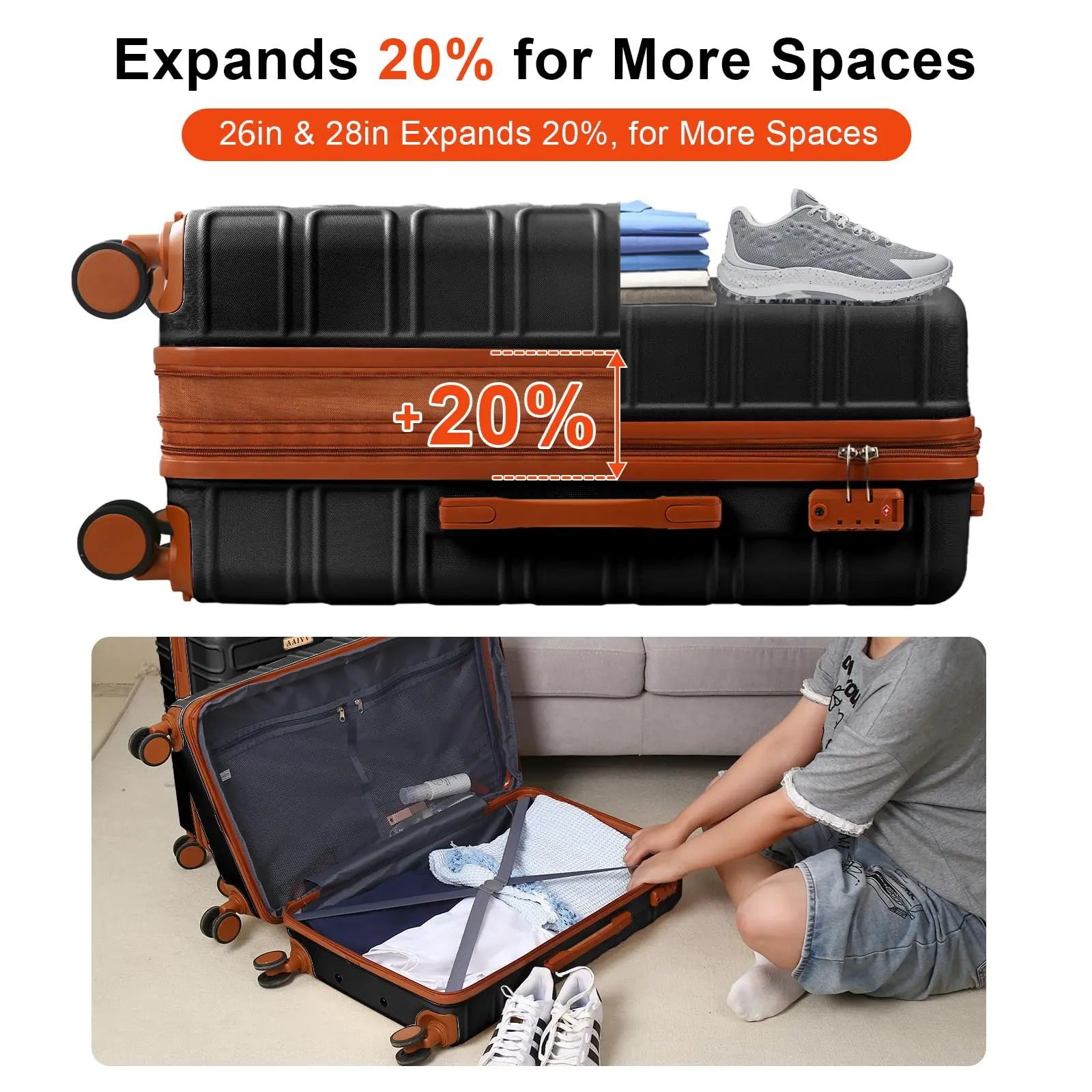 4-Piece Expandable Travel Luggage Set with Spinner Wheels