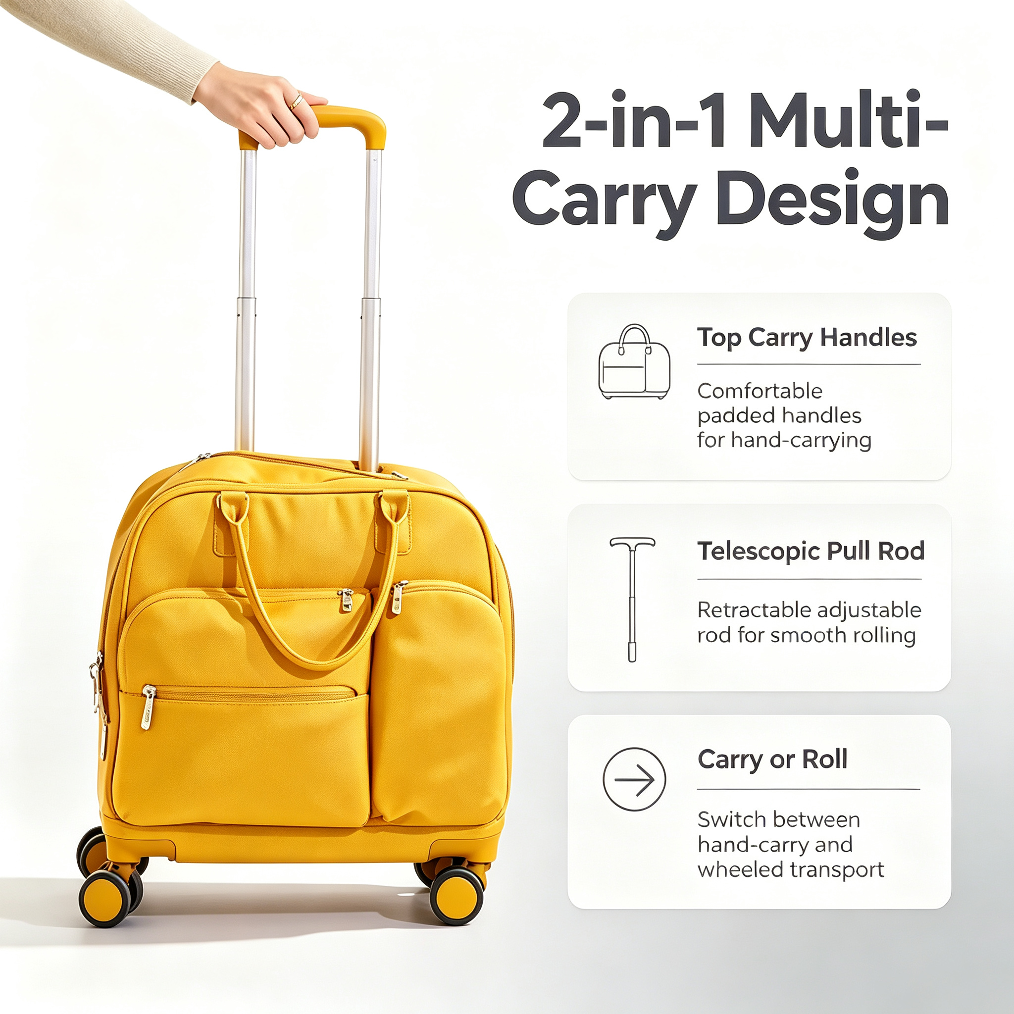18 Inch Lightweight Wheeled Luggage — For Travel, Business & Daily Use.