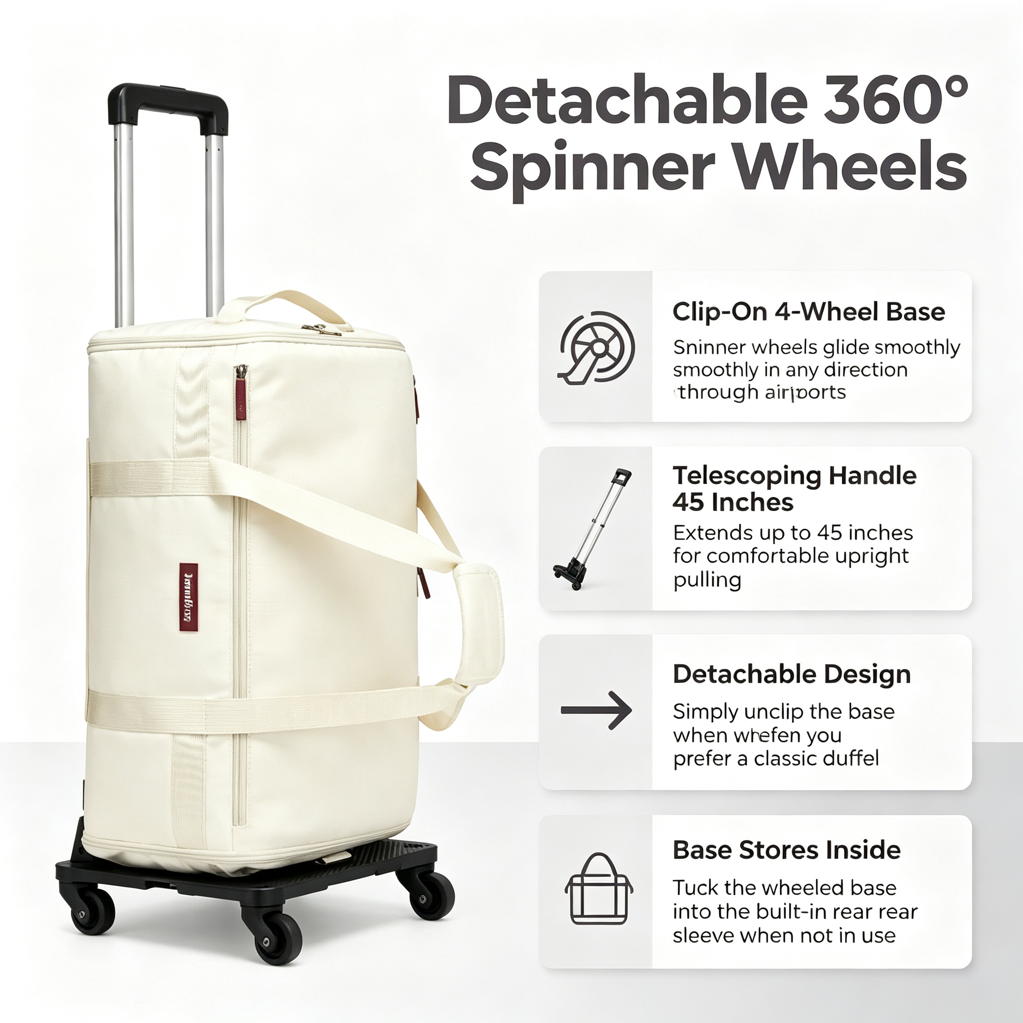 Convertible Travel Bag, 60L Weekender Garment Duffel Carry-On.