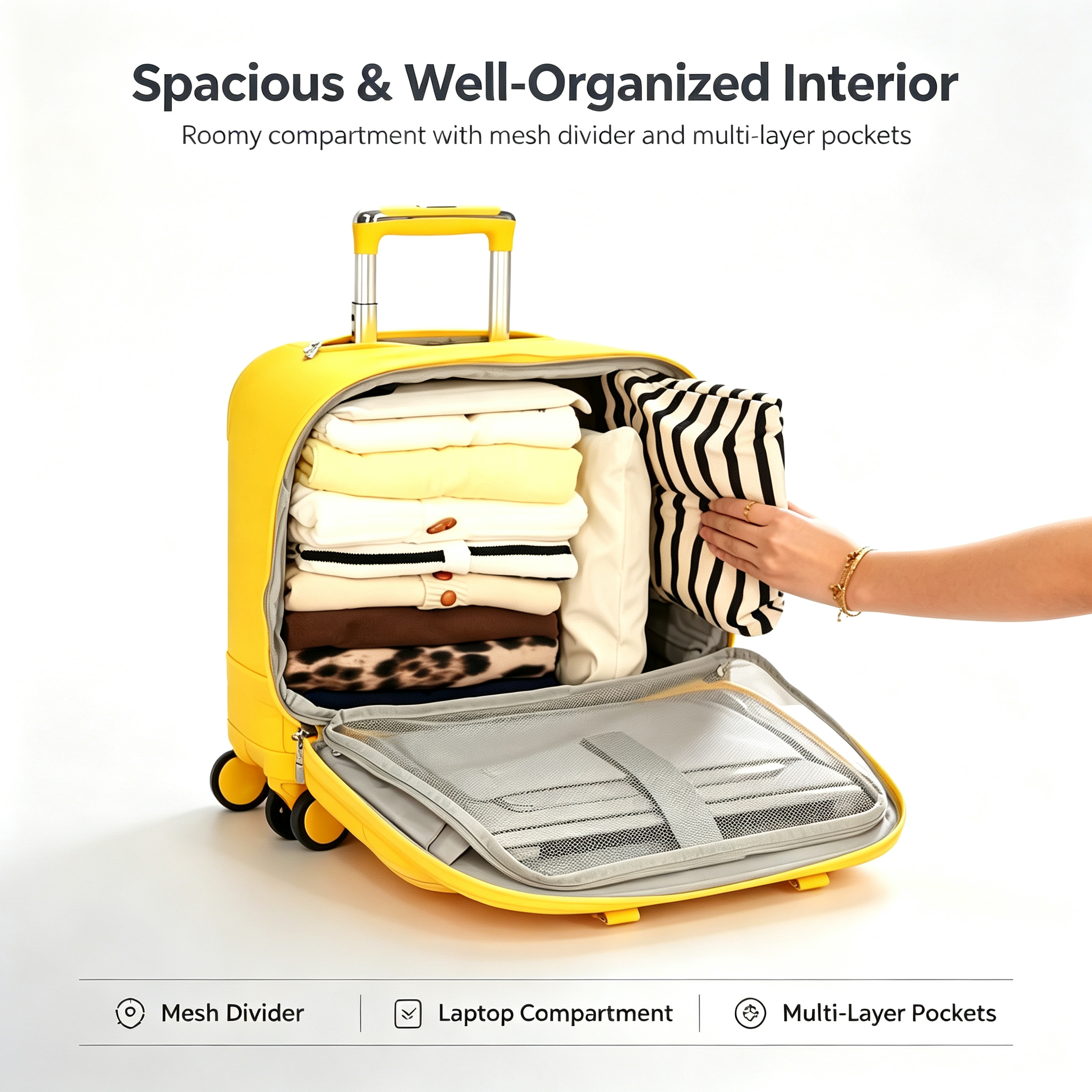 18 Inch Lightweight Wheeled Luggage — For Travel, Business & Daily Use.