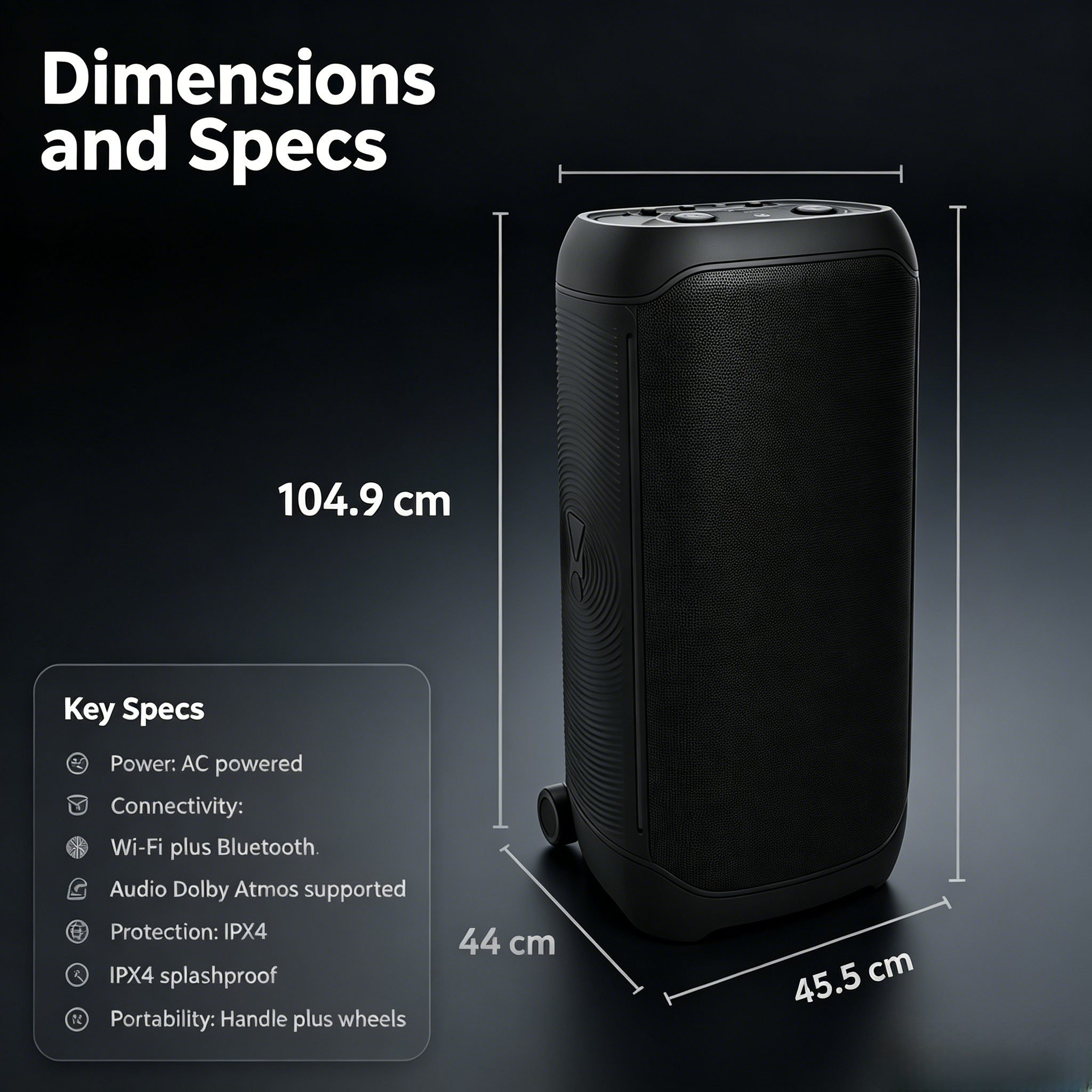 Multi Purpose Party Speaker, with Wi-fi & Bluetooth Connectivity, 