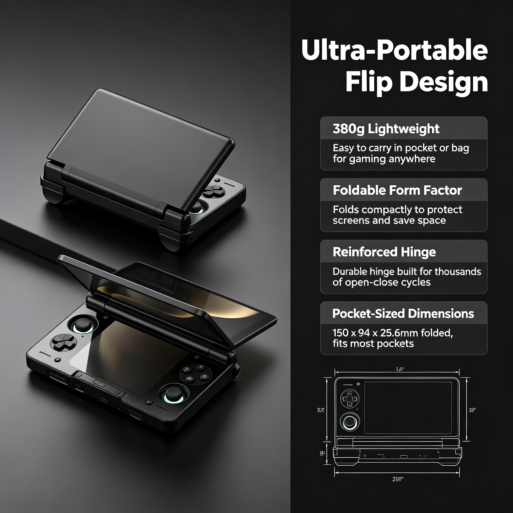 Dual-Screen Flip Handheld Console | Snapdragon 8 Gen 2 Gaming.