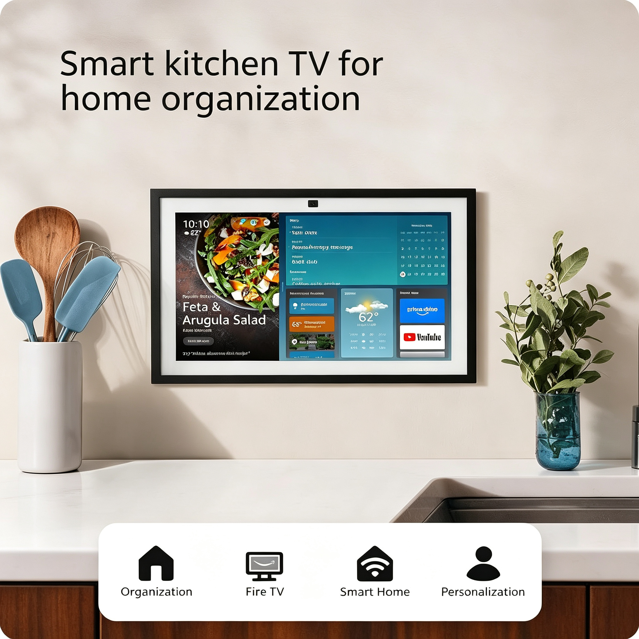 Full HD 15.6" kitchen hub for home organization, with built-in Fire TV.